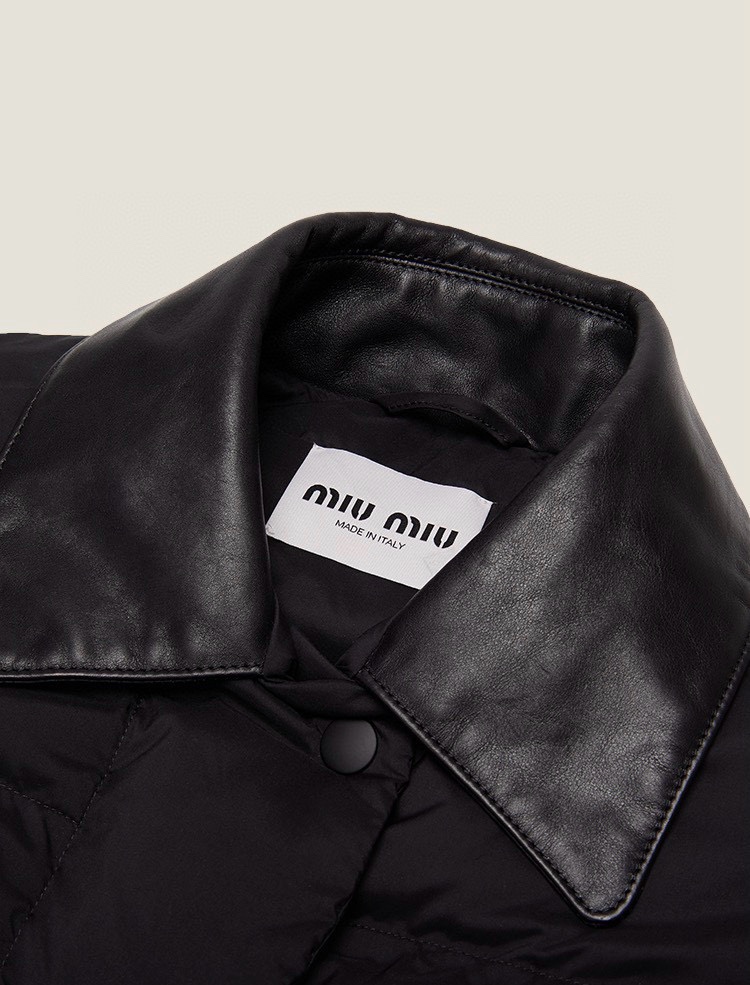 NIGO MiuMiu Women's Autumn And Winter Leather Lapel Short Style Solid Color Long Sleeved Loose Puffer Down Jacket #nigo71939