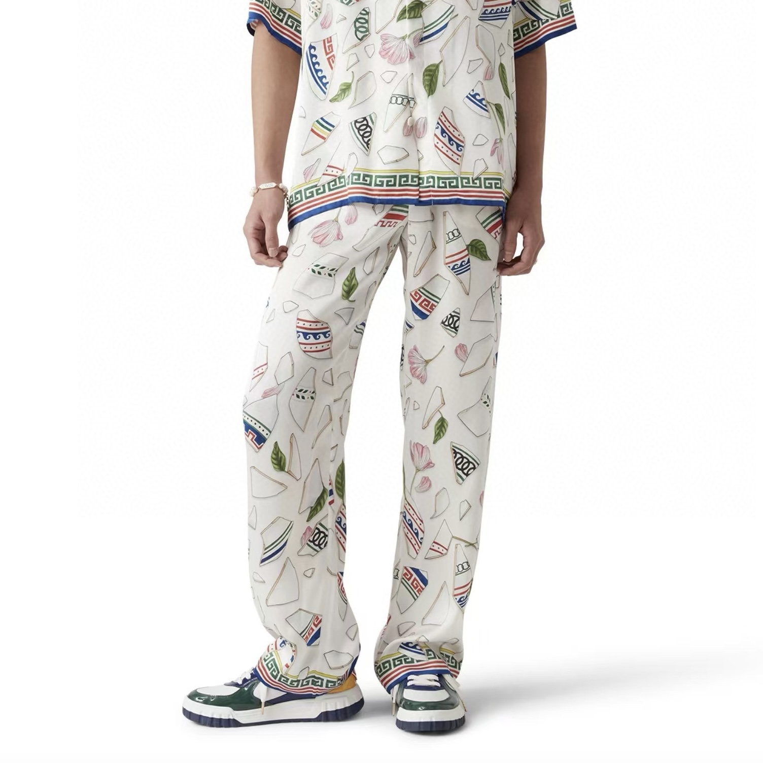 NIGO Casablanca Men's Women's Summer Pattern Printed Silk Casual Trousers Pants Ngvp #nigo9924