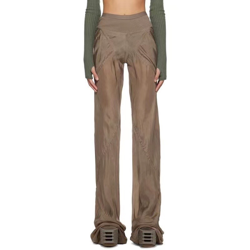 NIGO Rick Owens Women's Spring And Summer Fashion Mid-Waist Elastic Leisure Straight Solid Color Wide Leg Casual Pants #nigo71933