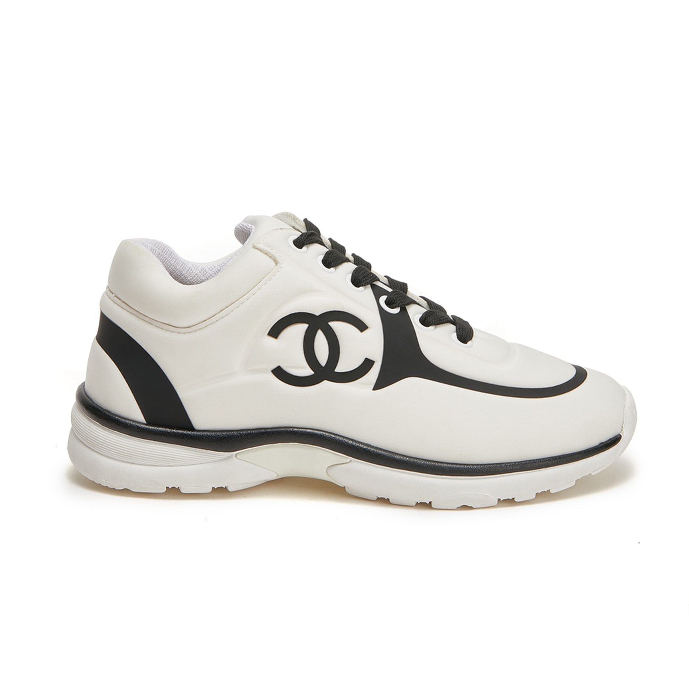 NIGO Chanel Women's Men's Black And White Classic Logo Casual Sneakers Fashion Trend Temperament Hundred Patchwork Leather Lace-up Shoes #nigo71864
