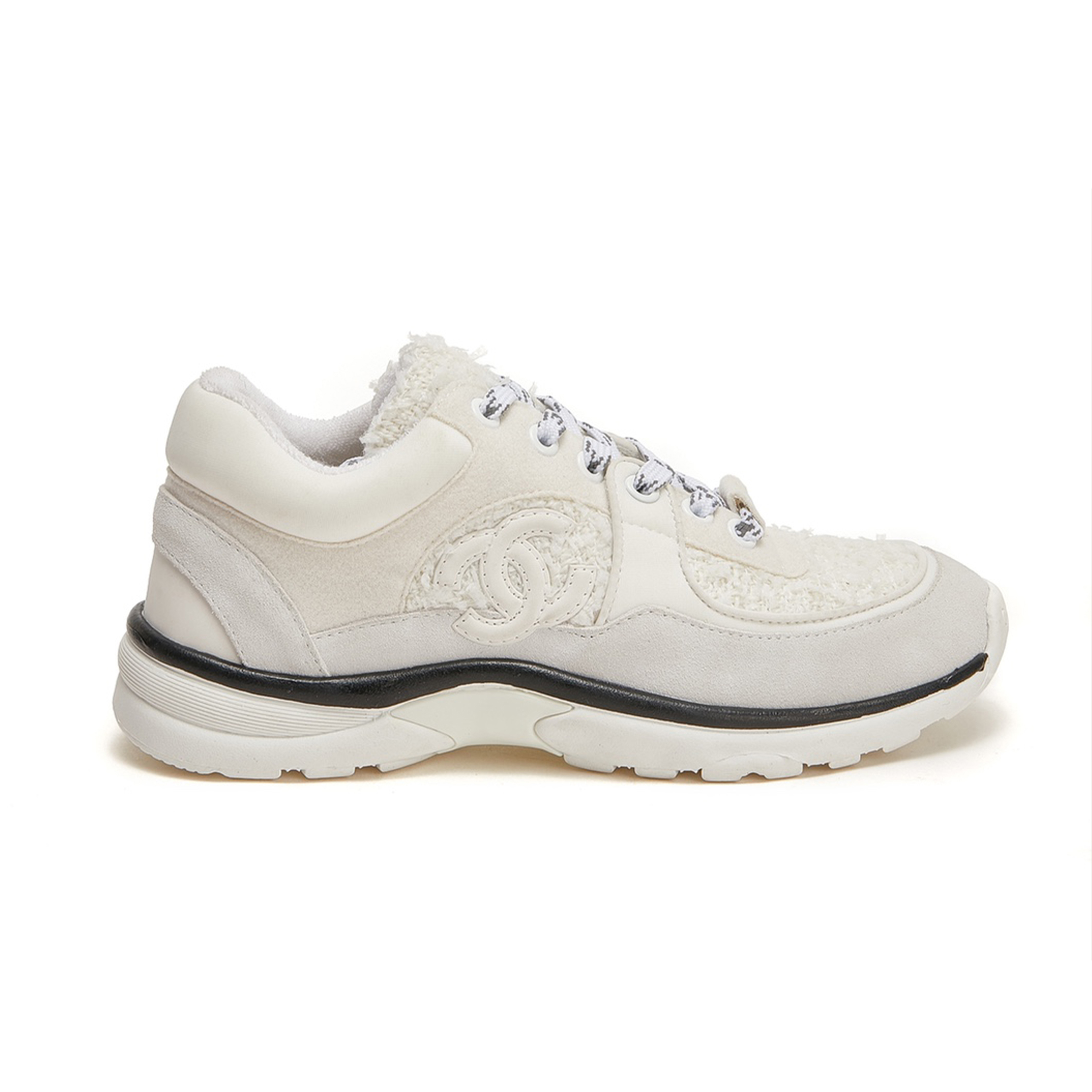 NIGO Chanel Women's Men's Spring And Summer Color Blocking Black And White Classic Logo Casual Sneakers Fashion Trend Temperament Patchwork Leather Lace-up Shoes #nigo71866