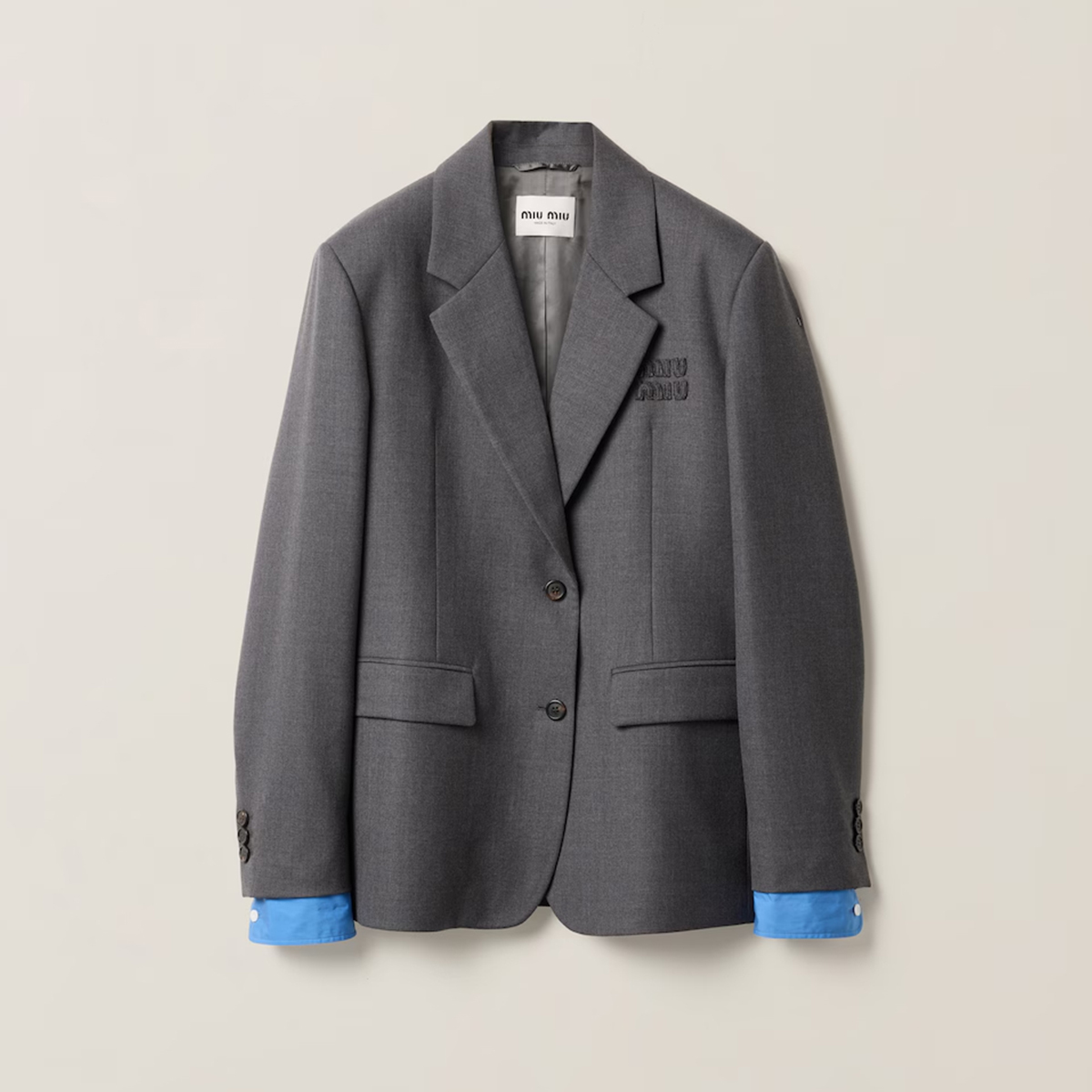 NIGO MiuMiu Women's Spring And Autumn Single-breasted Gabardine Jacket Colorblocked Lapel Wool Fitted Blazer Jacket #nigo71944