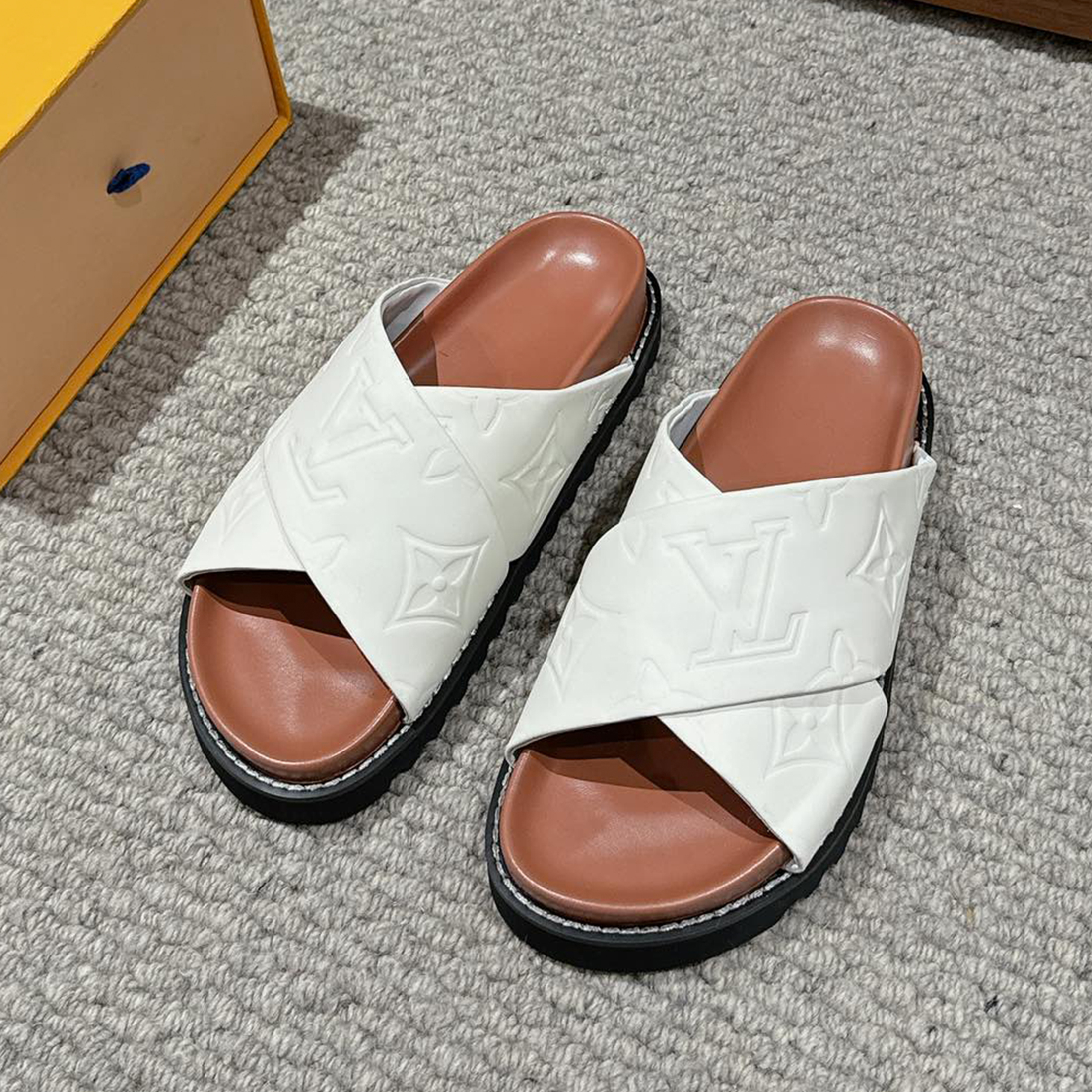 NIGO Louis Vuitton Women's Summer Classic Logo Funky Hundreds Flat Slippers Fashion Colorblocking Casual Sandals Comfort Shoes #nigo71953
