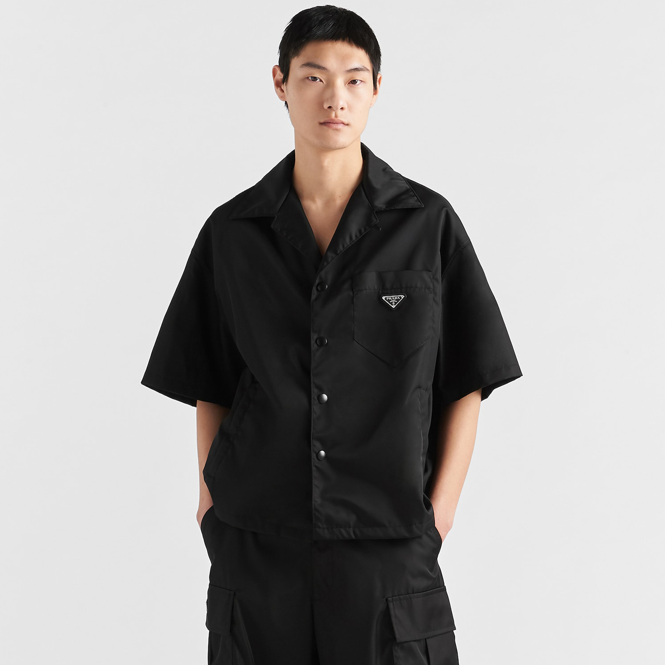 NIGO Prada Re-nylon Short Sleeve Shirt Summer Men's Nylon Short Loose Fit Single-breasted Lapel Short Sleeve T-shirt #nigo71954