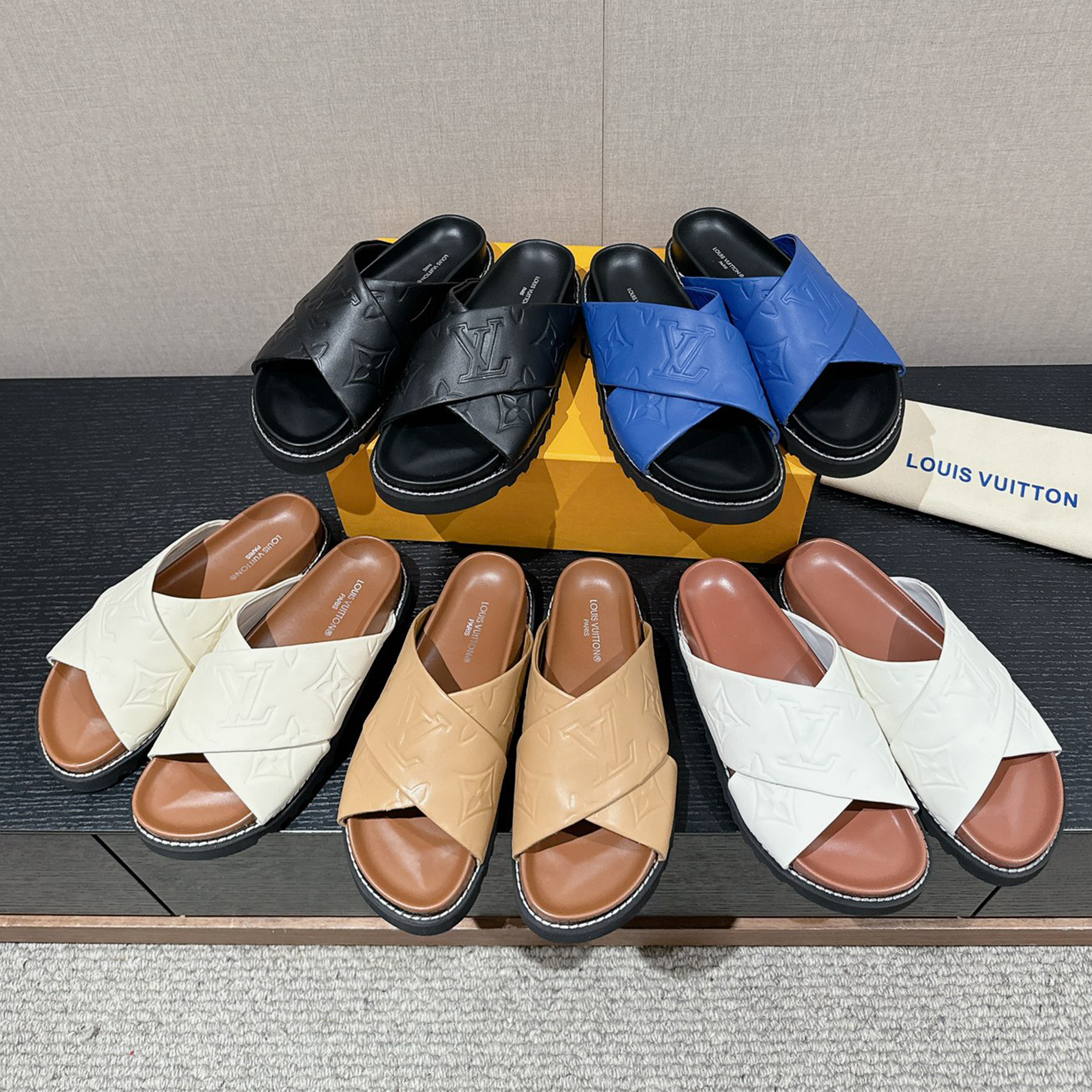 NIGO Louis Vuitton Women's Summer Classic Logo Funky Hundreds Flat Slippers Fashion Colorblocking Casual Sandals Comfort Shoes #nigo71953
