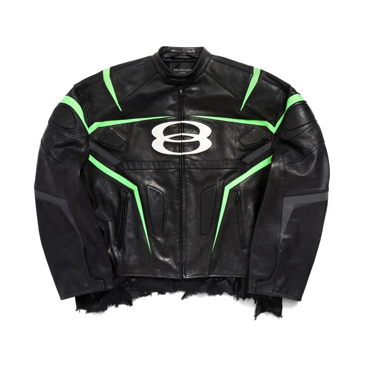 NIGO Balenciaga Men's Autumn and Winter Solid Color Irregular Shape Round Neck Zipper Long Sleeve Leather Jacket #nigo75194