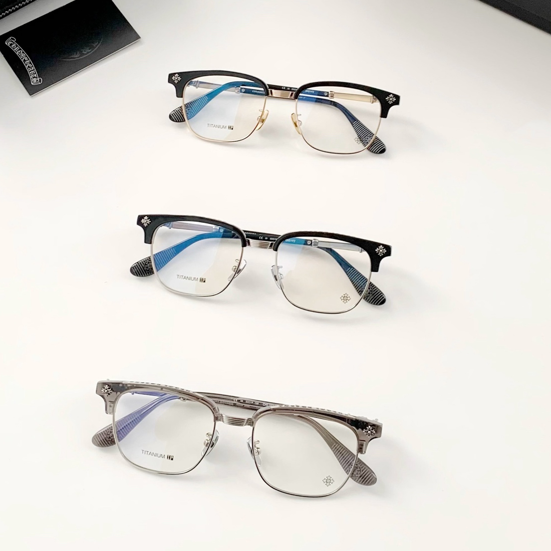 NIGO Chrome Hearts Men's Women's Solid Color Mirror Arm Carved Decoration Casual Fashion Square Glasses #nigo75192