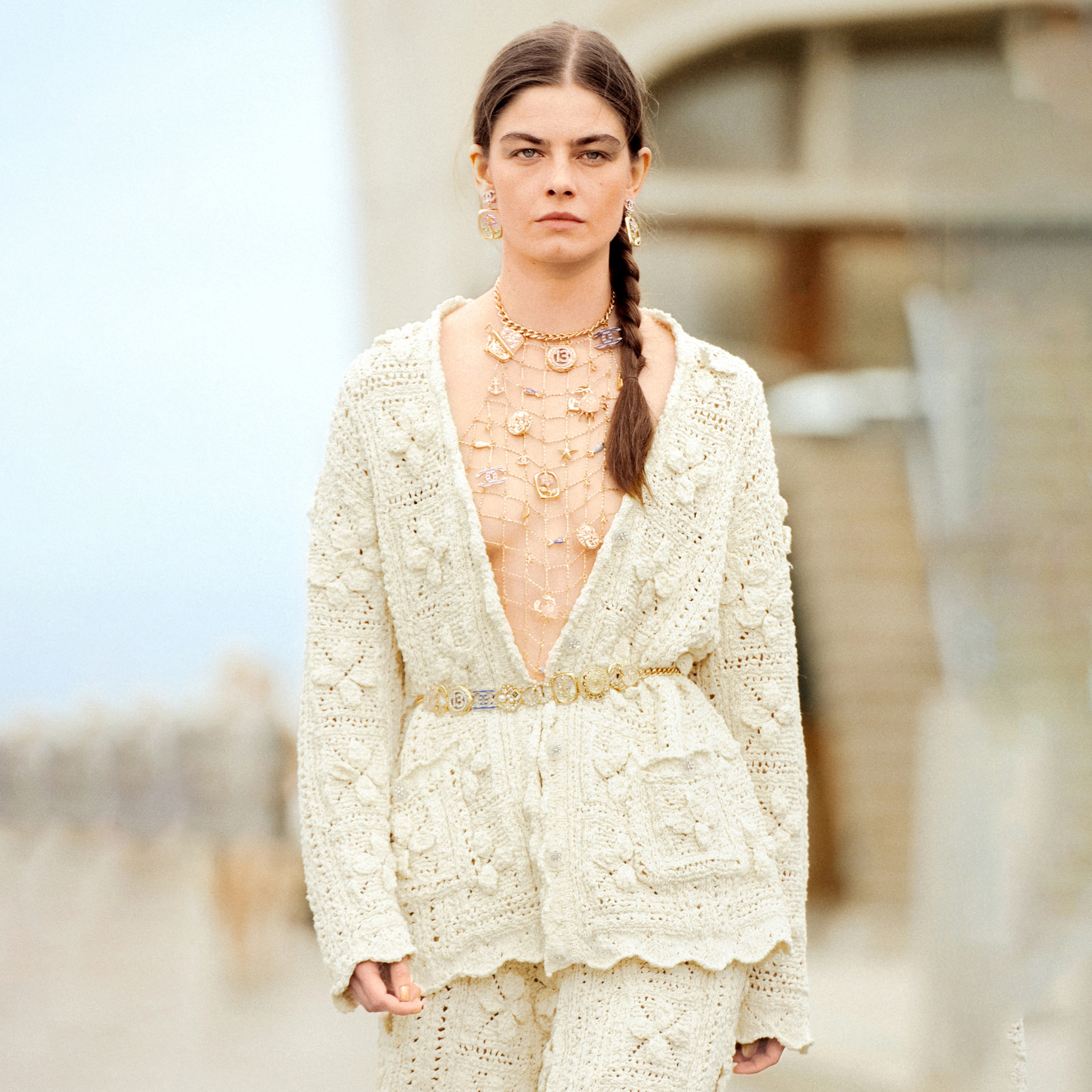 NIGO Chanel Women's Spring And Autumn Solid Color Three Dimensional Flower Hollow V-neck Long Sleeve Cotton Cardigan Ngvp #nigo9936