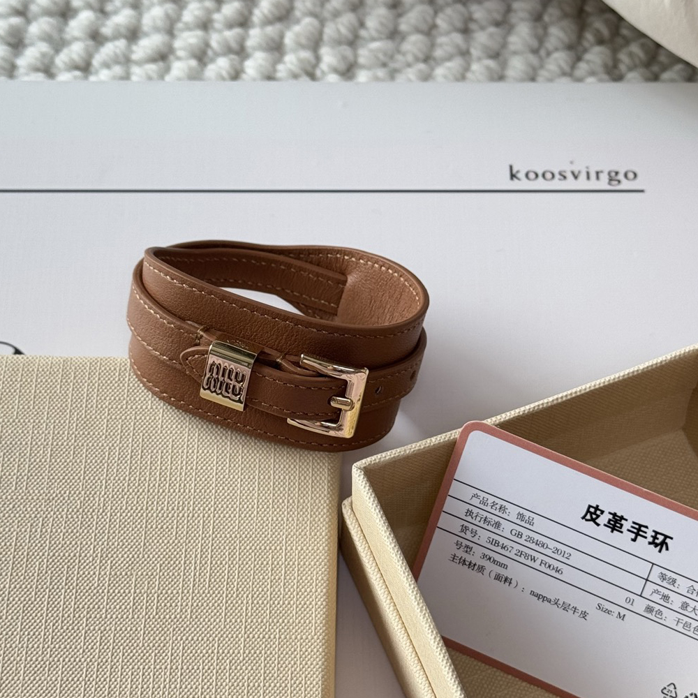 NIGO MiuMiu Women's Solid Color Letter Printed Leather Bracelet Jewelry #nigo75216