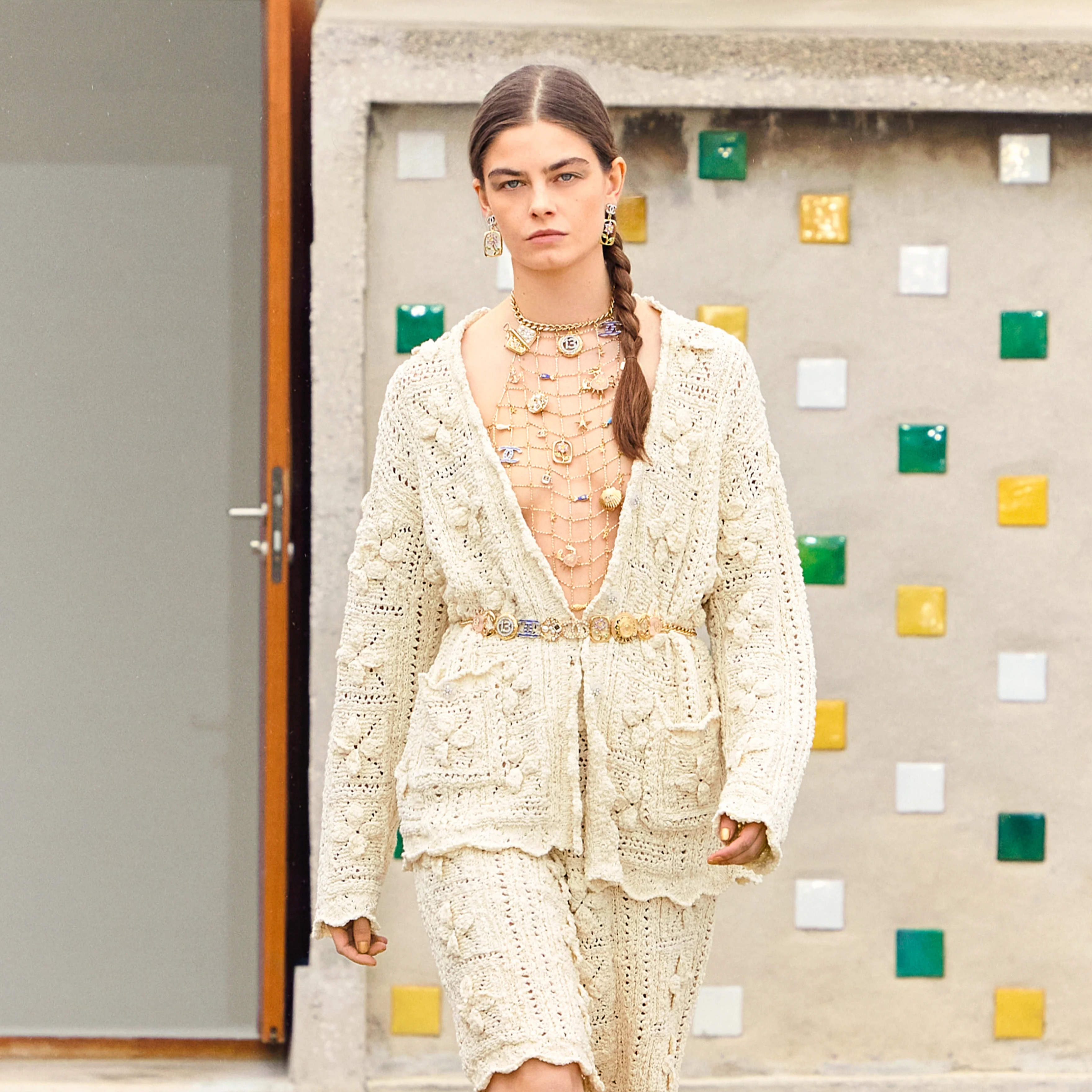 NIGO Chanel Women's Spring And Autumn Solid Color Hollow V Collar Floral Knitted Cotton Cardigan Ngvp #nigo9935