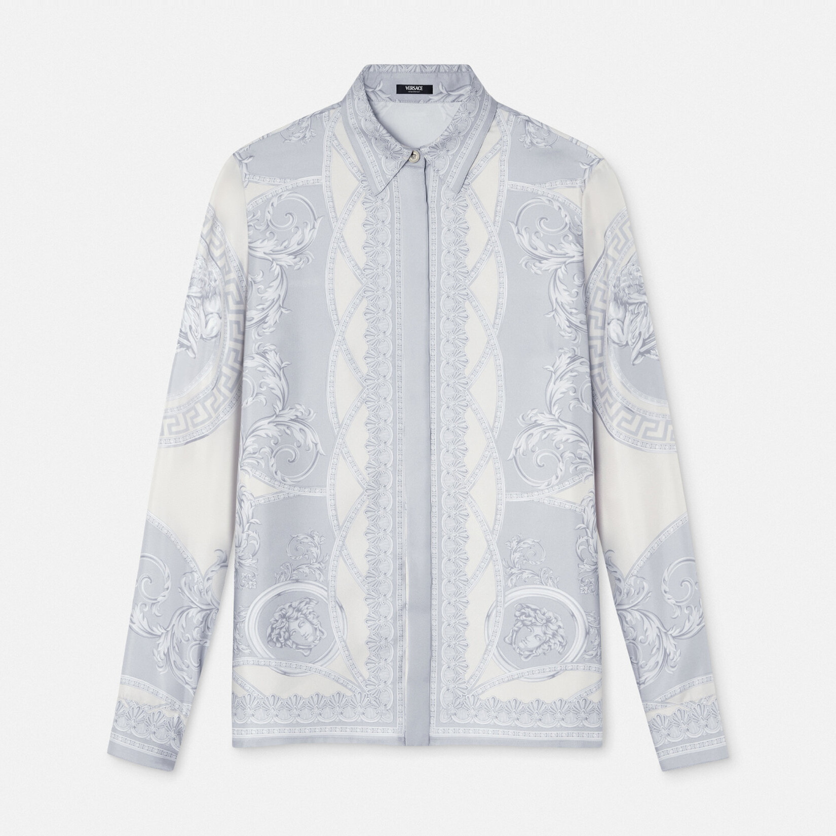 NIGO Versace Men's And Women's Summer Vacation Style Fashion Casual Flip Collar Printed Long Sleeved Silk Shirt #nigo75228
