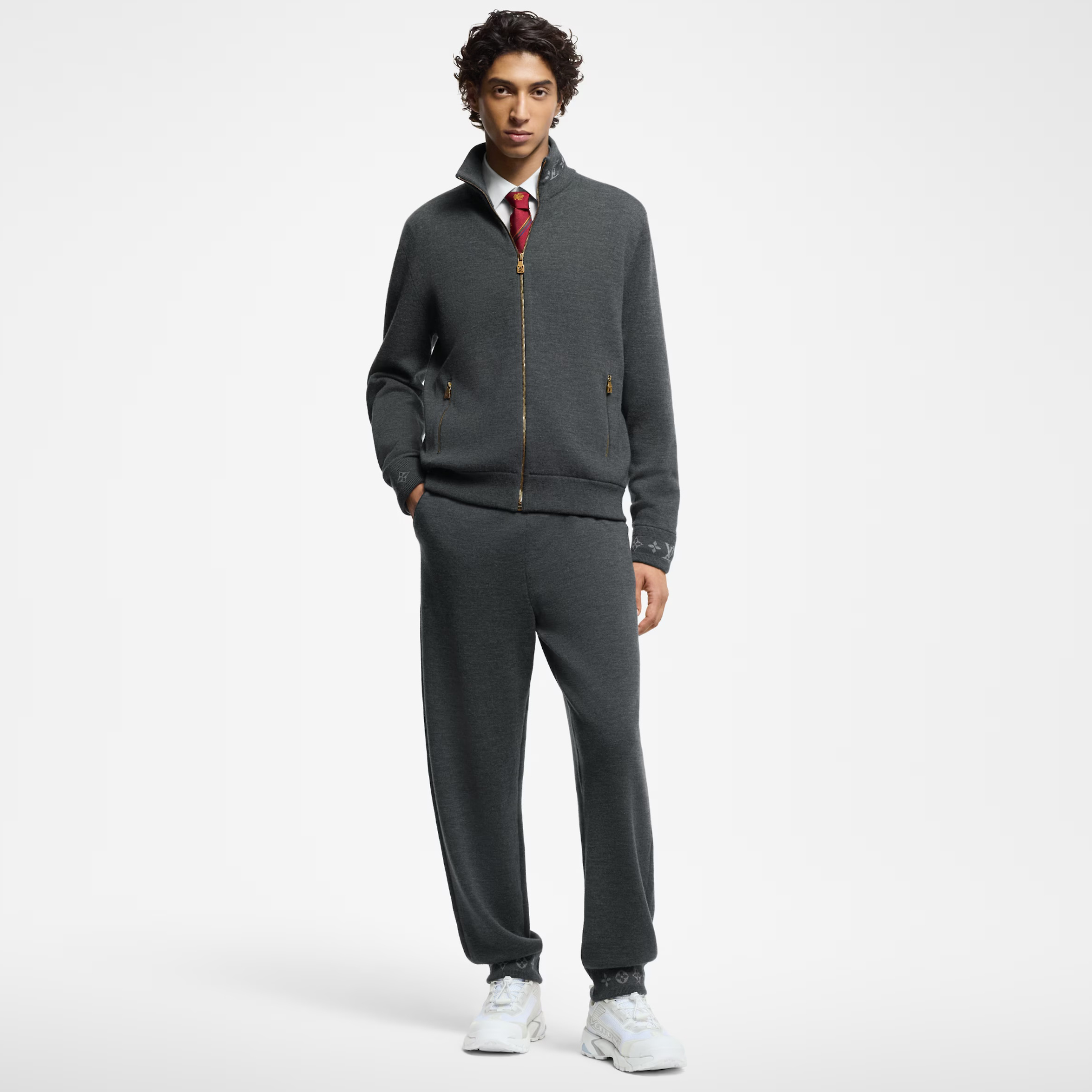 NIGO Louis Vuitton Men's Spring Solid Color Printed Zipper Stand Collar Long Sleeve Jacket Drawstring Casual Pants Set Suit #nigo75237