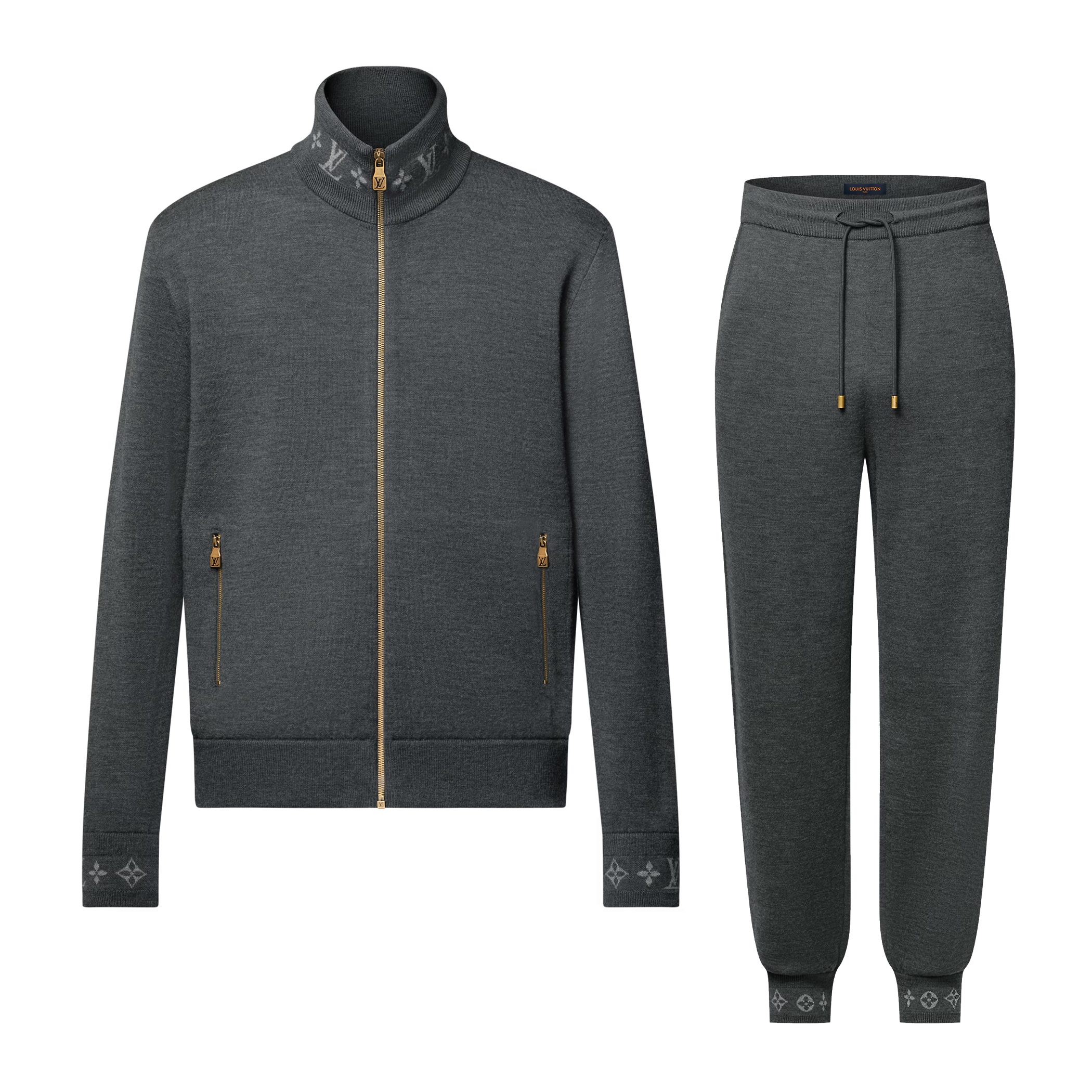 NIGO Louis Vuitton Men's Spring Solid Color Printed Zipper Stand Collar Long Sleeve Jacket Drawstring Casual Pants Set Suit #nigo75237