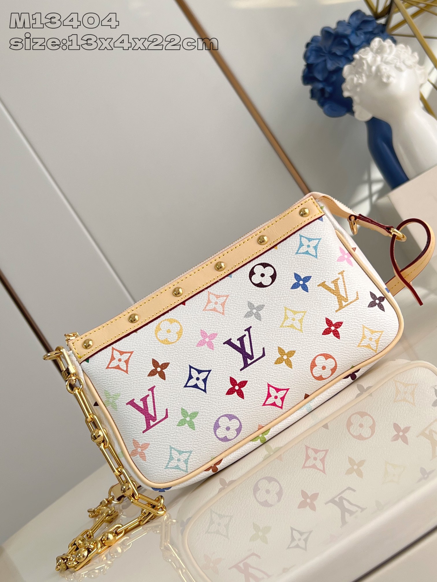 NIGO Louis Vuitton Pochette Accessoires Women's Detachable Chain Colorful Printed Zipper Closure Coated Canvas Single Shoulder Slanting Clutch Bag Bags #nigo75243
