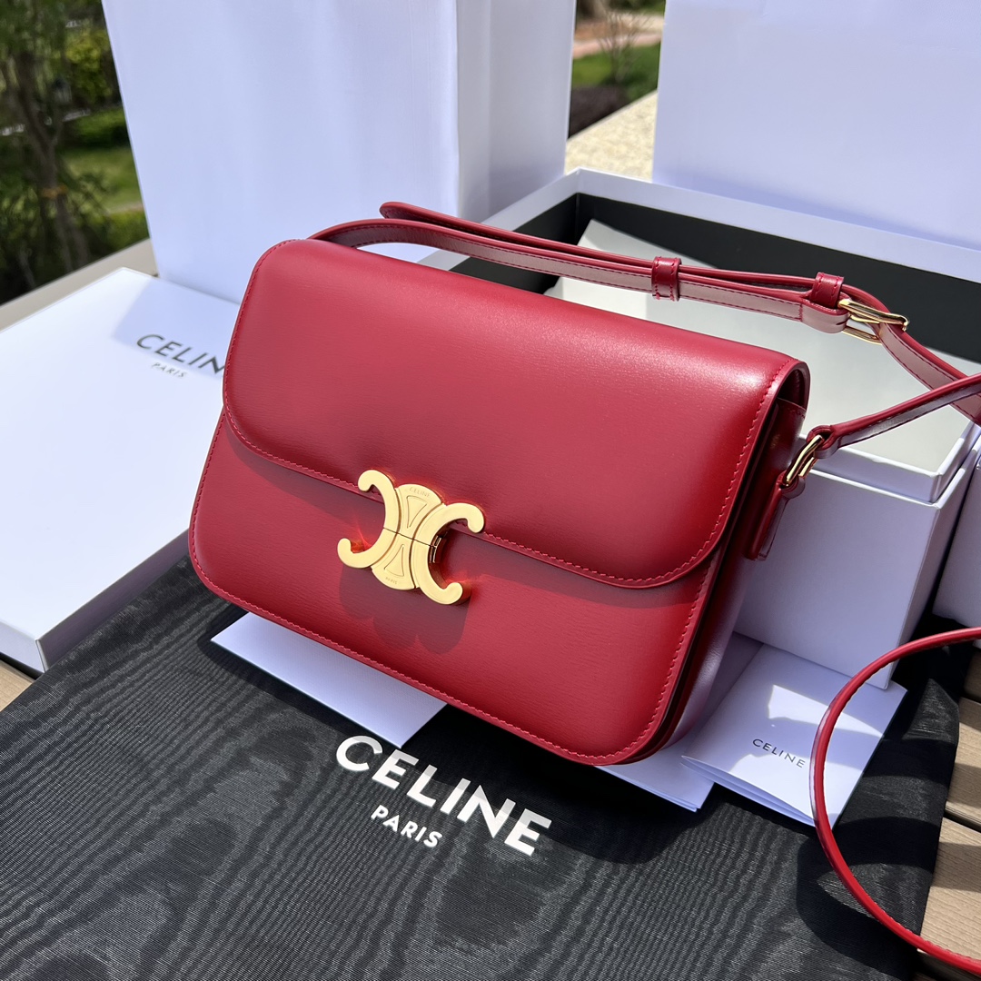 NIGO Celine Teen Triomphe Polished Cowhide Tote Women's Temperament Luxury Red Temperament Crossbody Logo Tote Handbag Bags #nigo71967