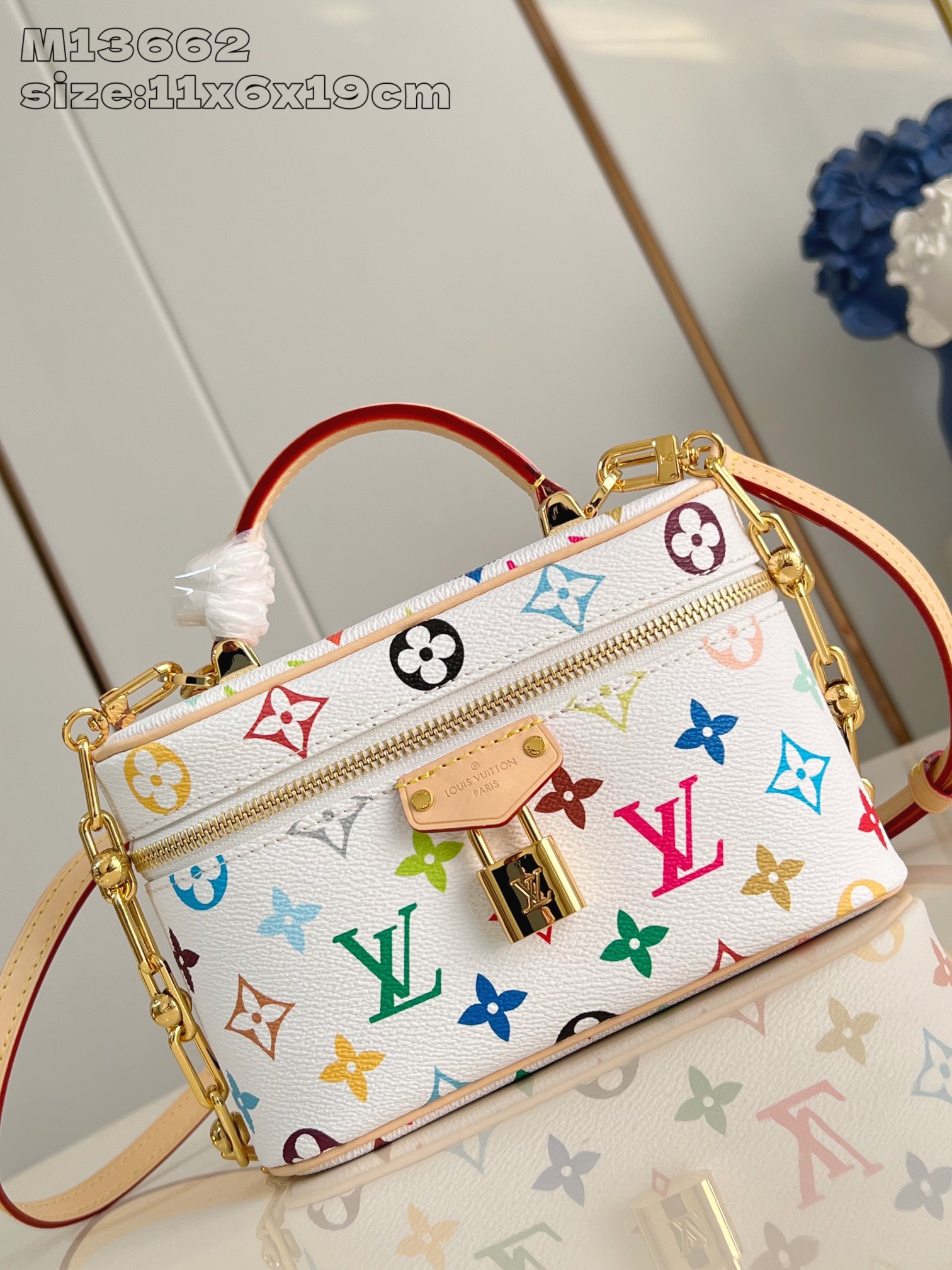 NIGO Louis Vuitton Lv X Tm Vanity Chain Pouch Women's Detachable Chain Colorful Printed Zipper Closure Coated Canvas Shoulder Crossbody Handbag Bag Bags #nigo75242