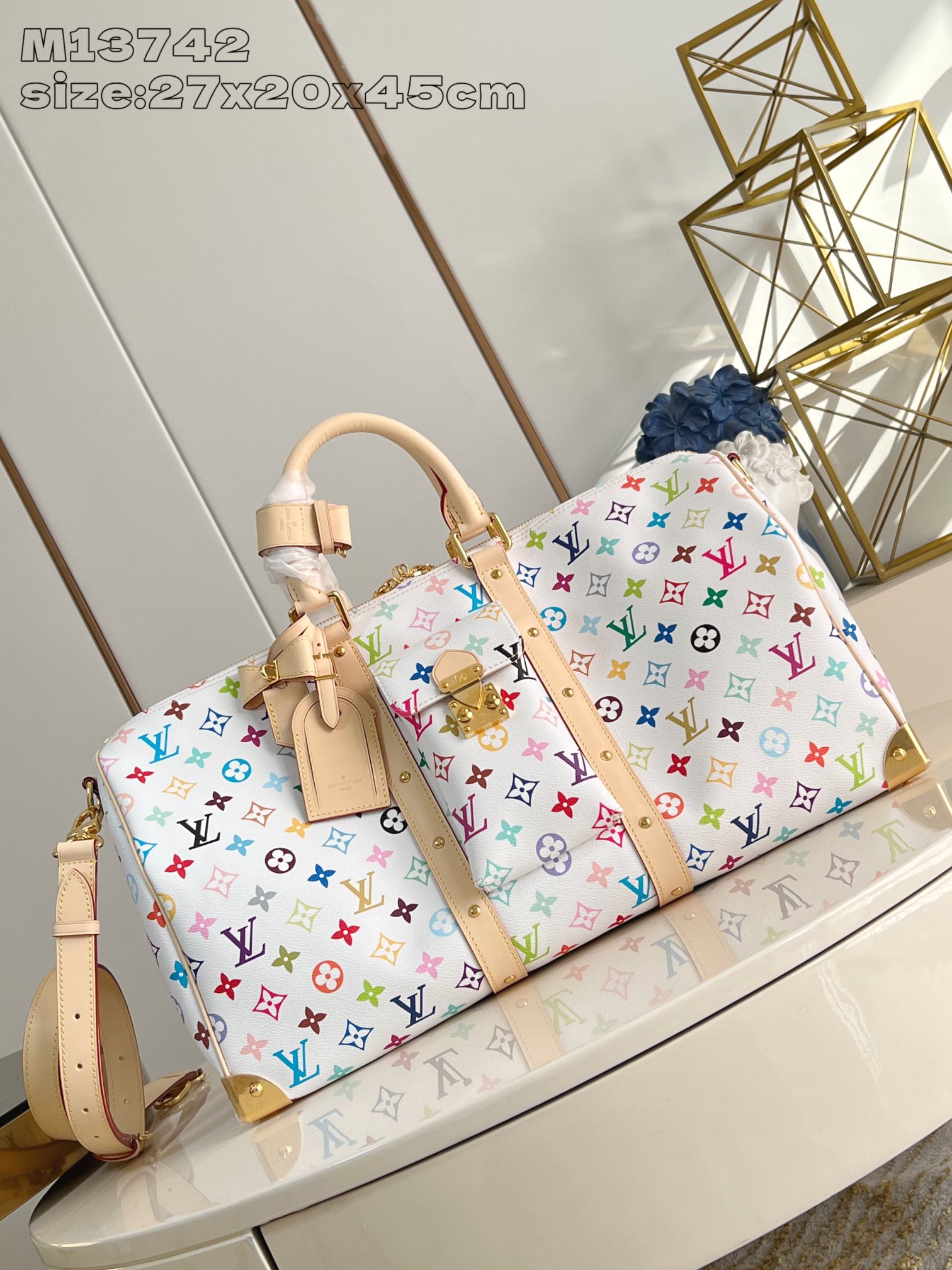 NIGO Louis Vuitton Keepall Bandoulière 45 Men's Detachable Adjustable Shoulder Strap Zipper Closure Canvas with Colorful Print Shoulder Handbag Bag Bags #nigo75241