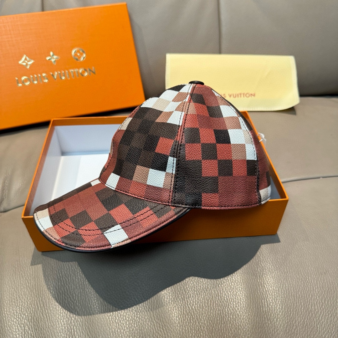 NIGO Louis Vuitton Men's Colorful Tessellated Printed Leather Duck Tongue Cap Hat #nigo75252