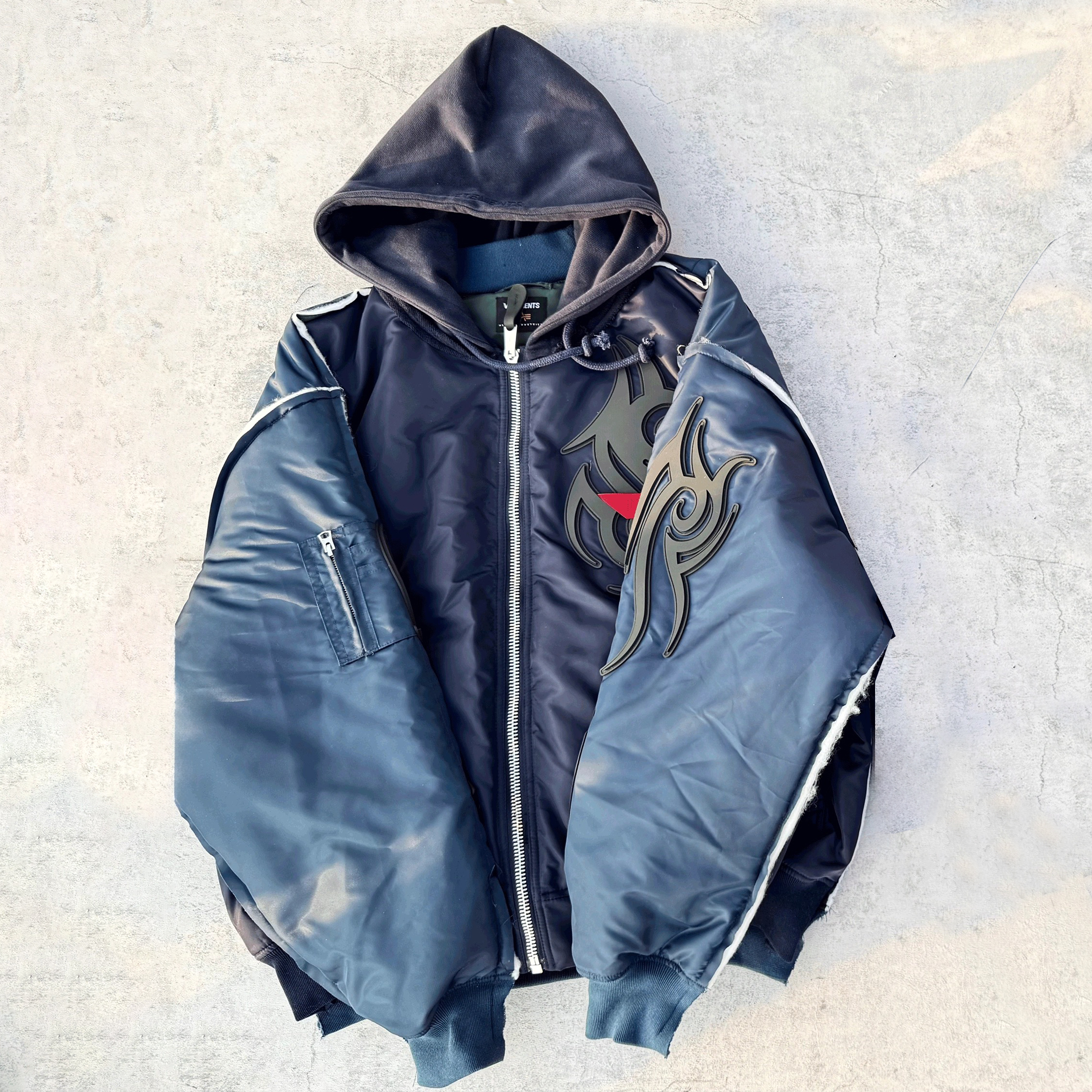 NIGO Vetements Men's Autumn And Winter Blue Hooded High Street Cotton Jacket Fashion Retro Trend Applique Zip Jacket Ngvp #nigo9939