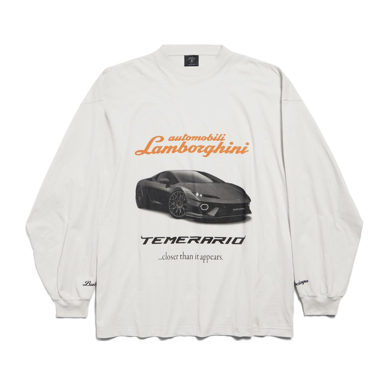 NIGO Balenciaga x Lamborghini Men's and Women's Summer Car Print Round Neck Pullover Drop Shoulder Regular Fit Cotton Long Sleeve T-Shirt #nigo75253