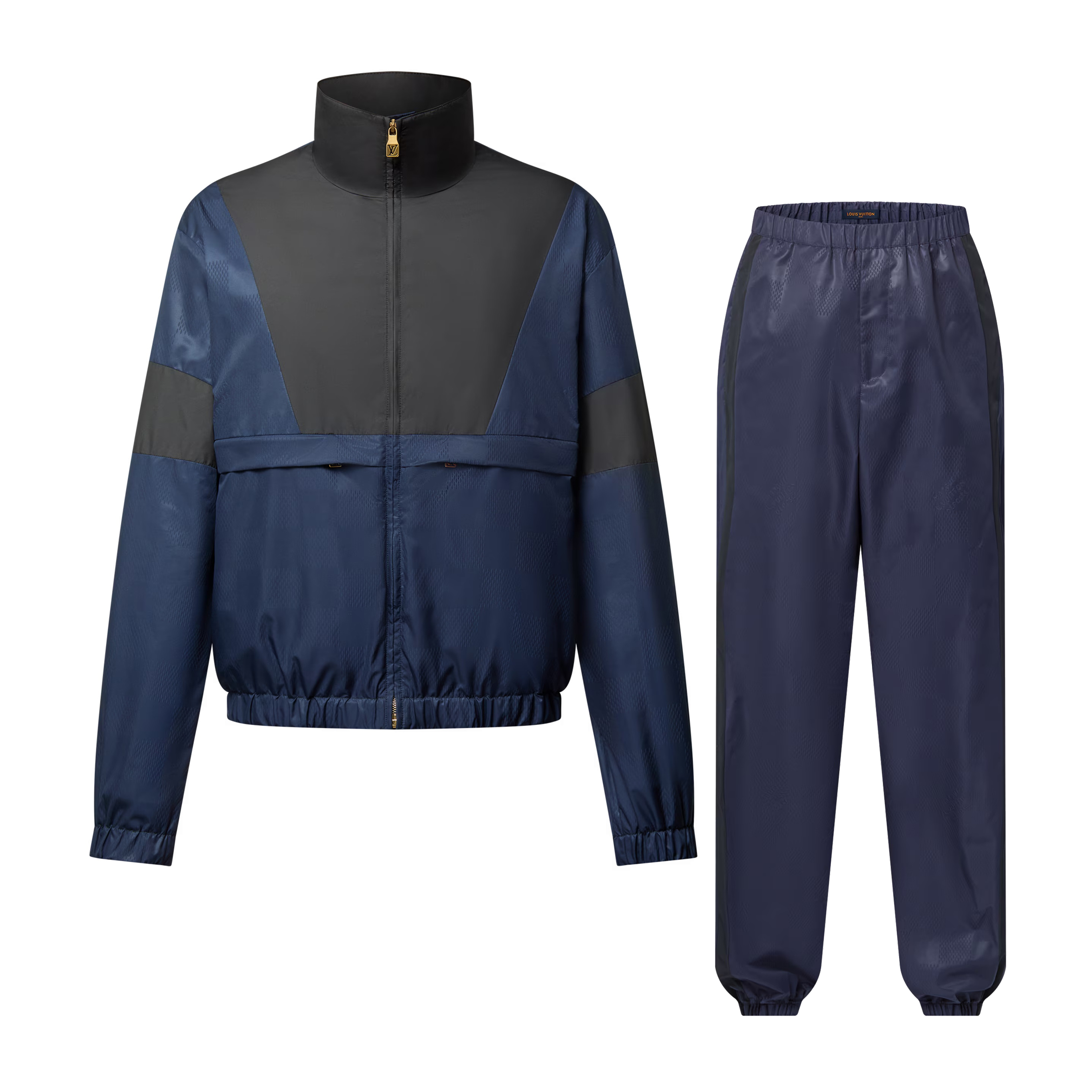 NIGO Louis Vuitton Men's Spring & Autumn Colorblocking High Collar Zipper Closure Long Sleeve Jacket Logo Pattern Embossed Elastic Waist Casual Pants Suit Set #nigo75266