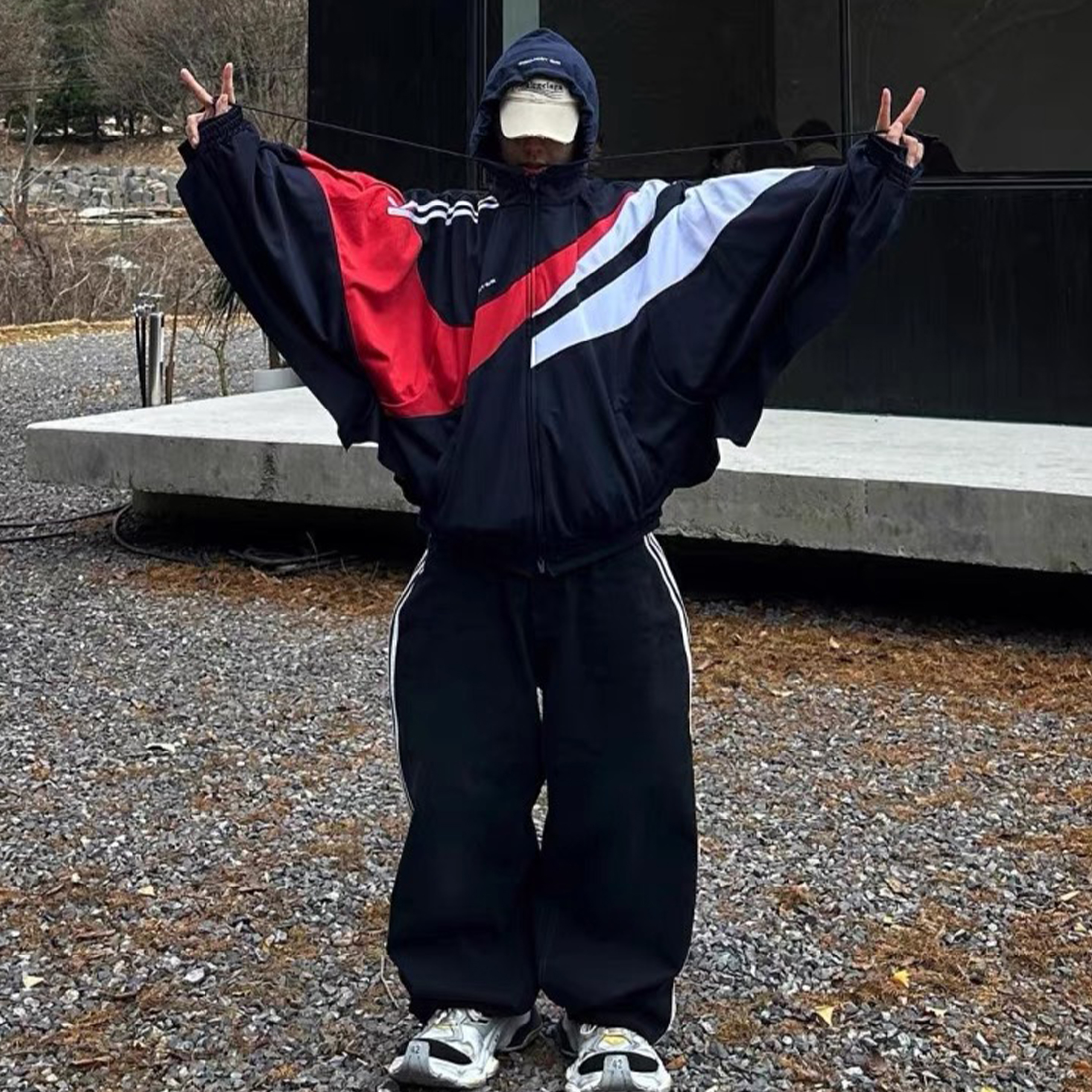 NIGO GRAILZ Men's Women's Spring New Splicing College Style Fake Two Piece Retro Zip Sports Hooded Jacket Ngvp #nigo71968