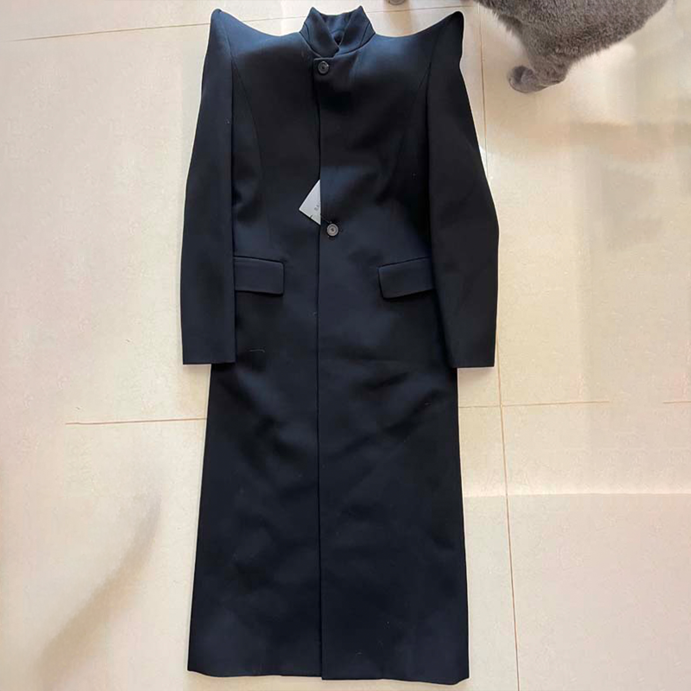 NIGO Rick Owens Men's Retro High Padded Shoulder Pointed Corner Suit Black Long Standing Lapel Fashion High Street Handsome Single Breasted Jacket #nigo71991