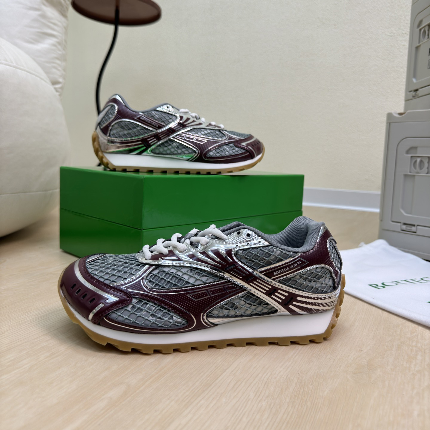 NIGO Bottega Veneta Men's And Women's Lightweight Tech Mesh Fabric Low Top Lace Up Casual Shoes #nigo75281