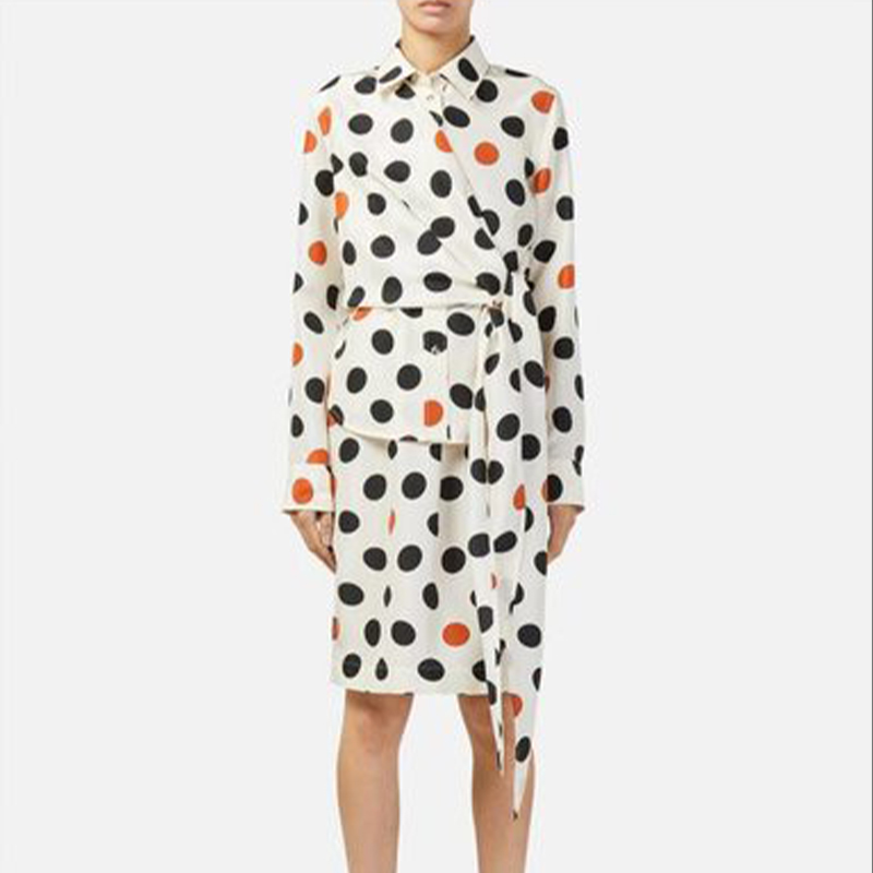 NIGO Bottega Veneta Women's Summer Polka Dot Printed Ribbon Lapel Long Sleeve Silk Shirt Ngvp #nigo9945