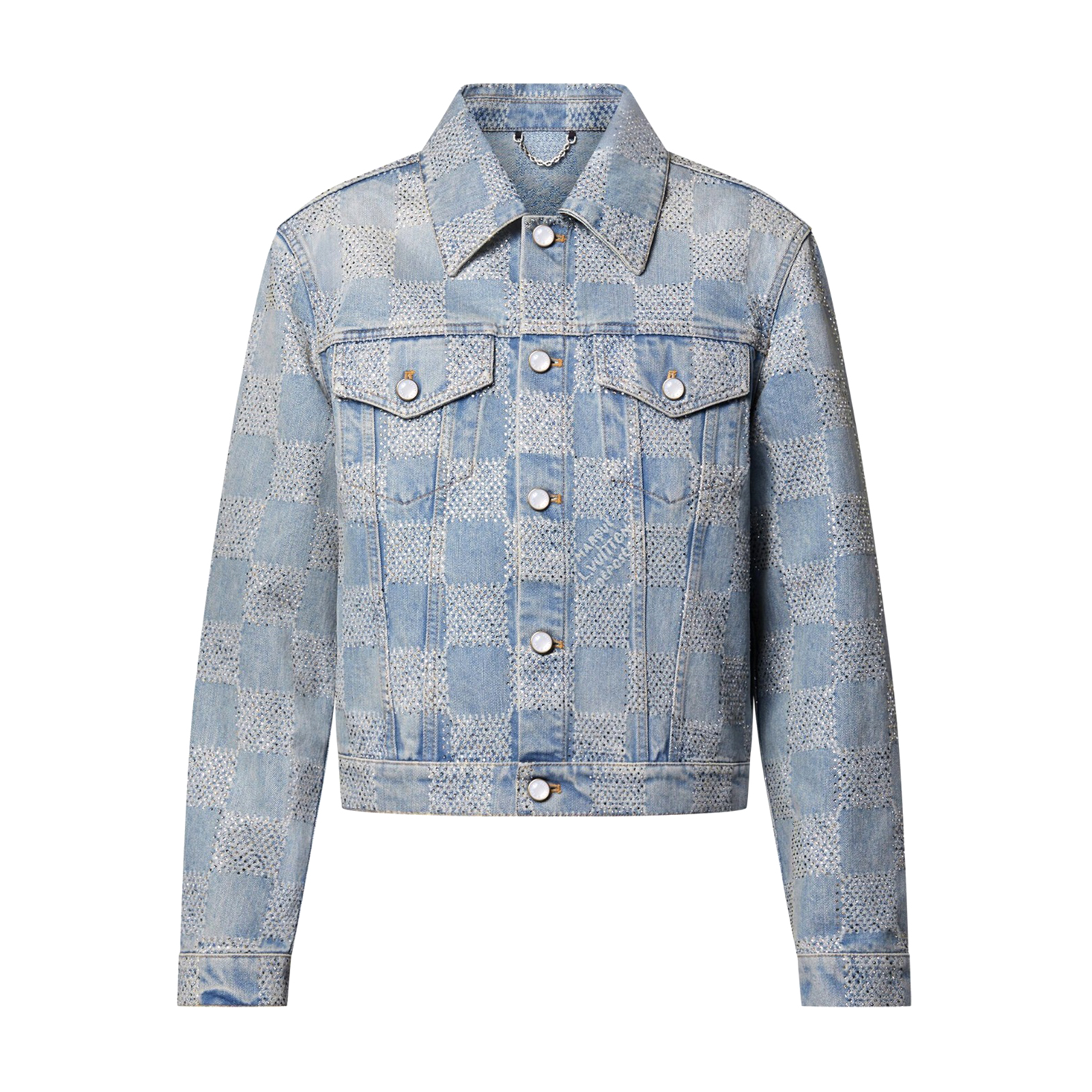NIGO Louis Vuitton Men's Spring And Autumn Checkerboard Print Jacquard Crystal Decoration Single Breasted Long Sleeved Denim Jacket Casual Jeans Pants Suit Set #nigo75273