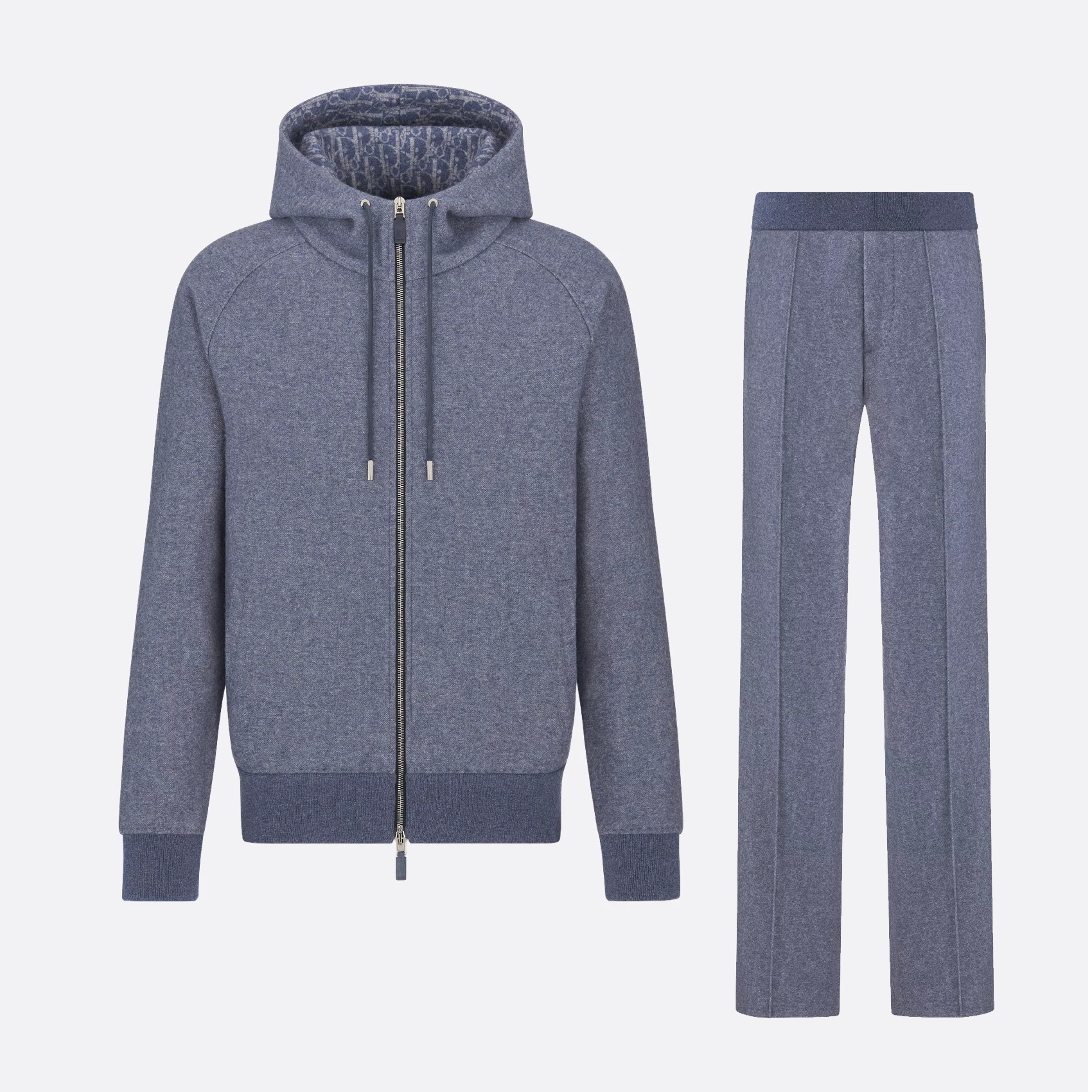 NIGO Dior Men's Spring and Autumn Solid Color Jacquard Cashmere Hooded Zipper Long Sleeve Jacket Drawstring Lace-Up Leisure Pants Suit Set #nigo75272