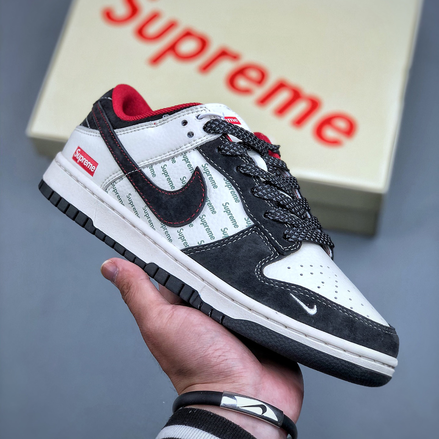 NIGO Nike X Supreme Men's And Women's Fashion Casual Colorblocking Leather Low Top Lace Up Flat Shoes #nigo75287