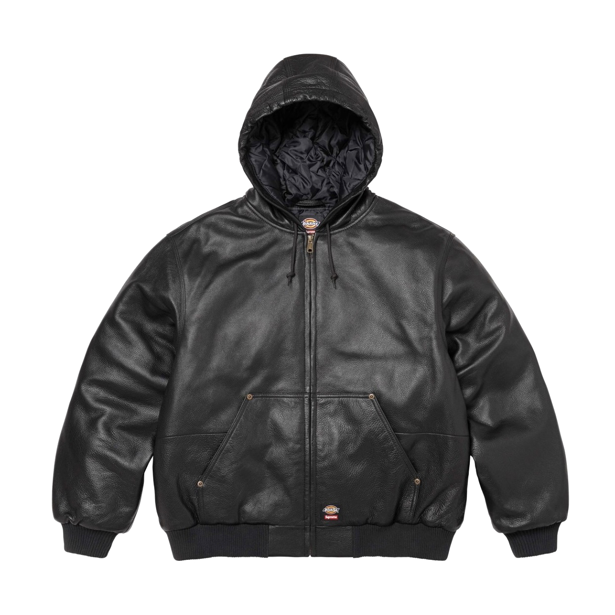 NIGO Supreme x Dickies Men's Autumn and Winter Solid Color Hooded Zipper Long Sleeve Leather Cotton Jacket #nigo75275