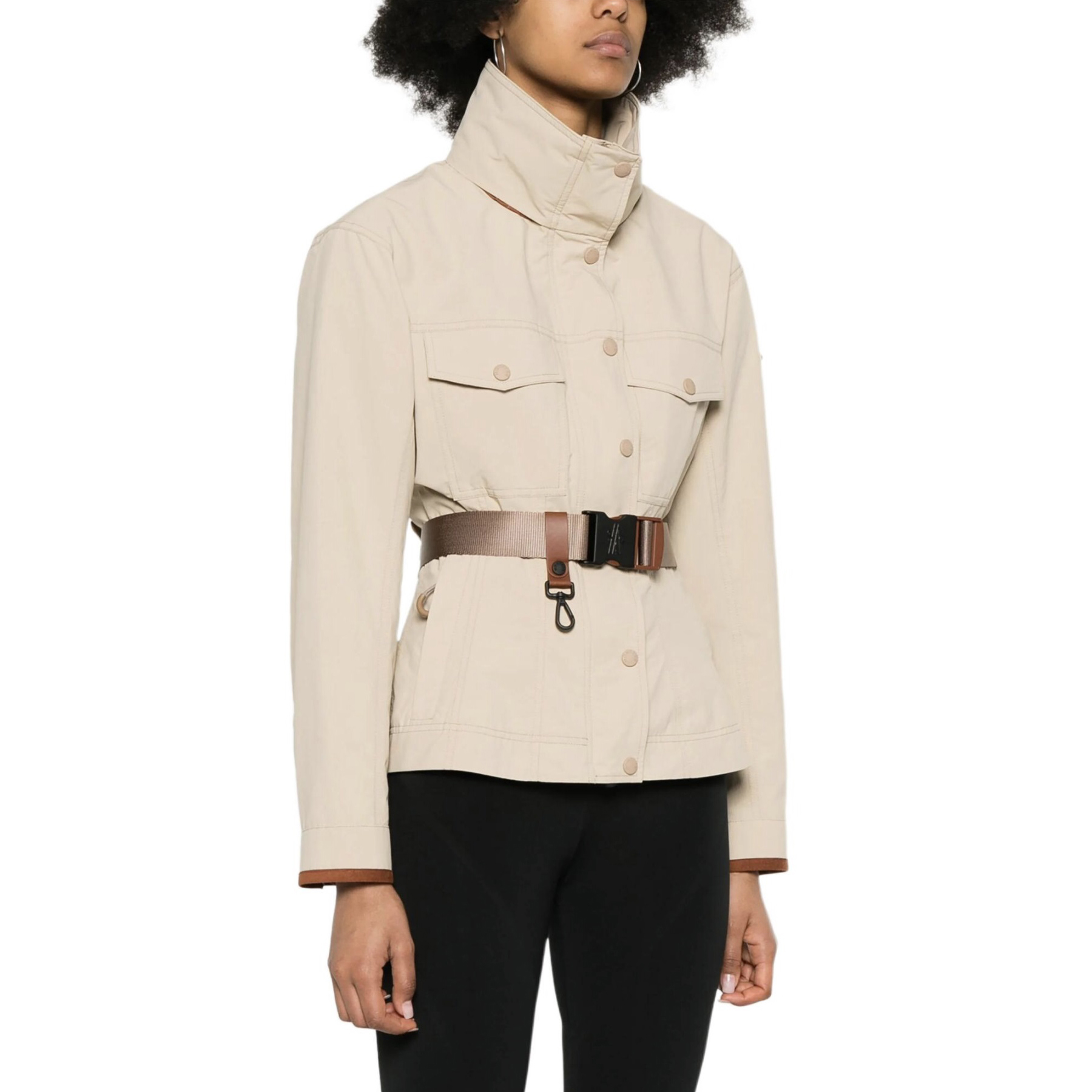 NIGO Moncler Women's Autumn and Winter Solid Color Standing Collar Waistband Zipper Long Sleeve Jacket #nigo75283