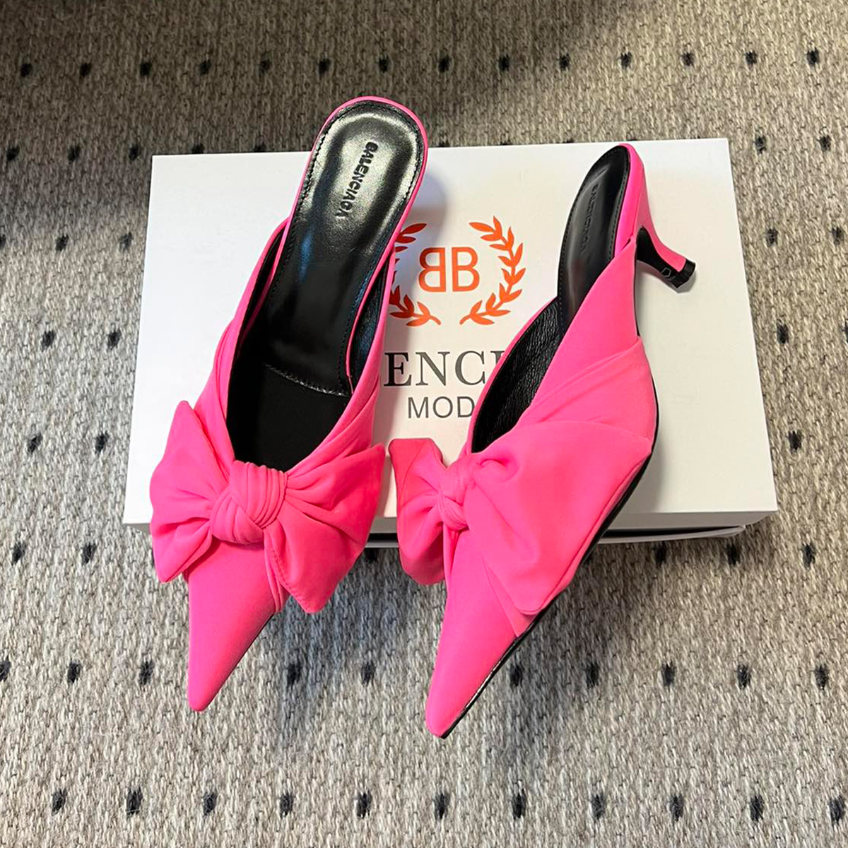 NIGO Balenciaga Women's Pointed Bow High Heels Sheepskin Lining Spring And Summer Temperament Fashion Elegant Sexy Shoes #nigo71997