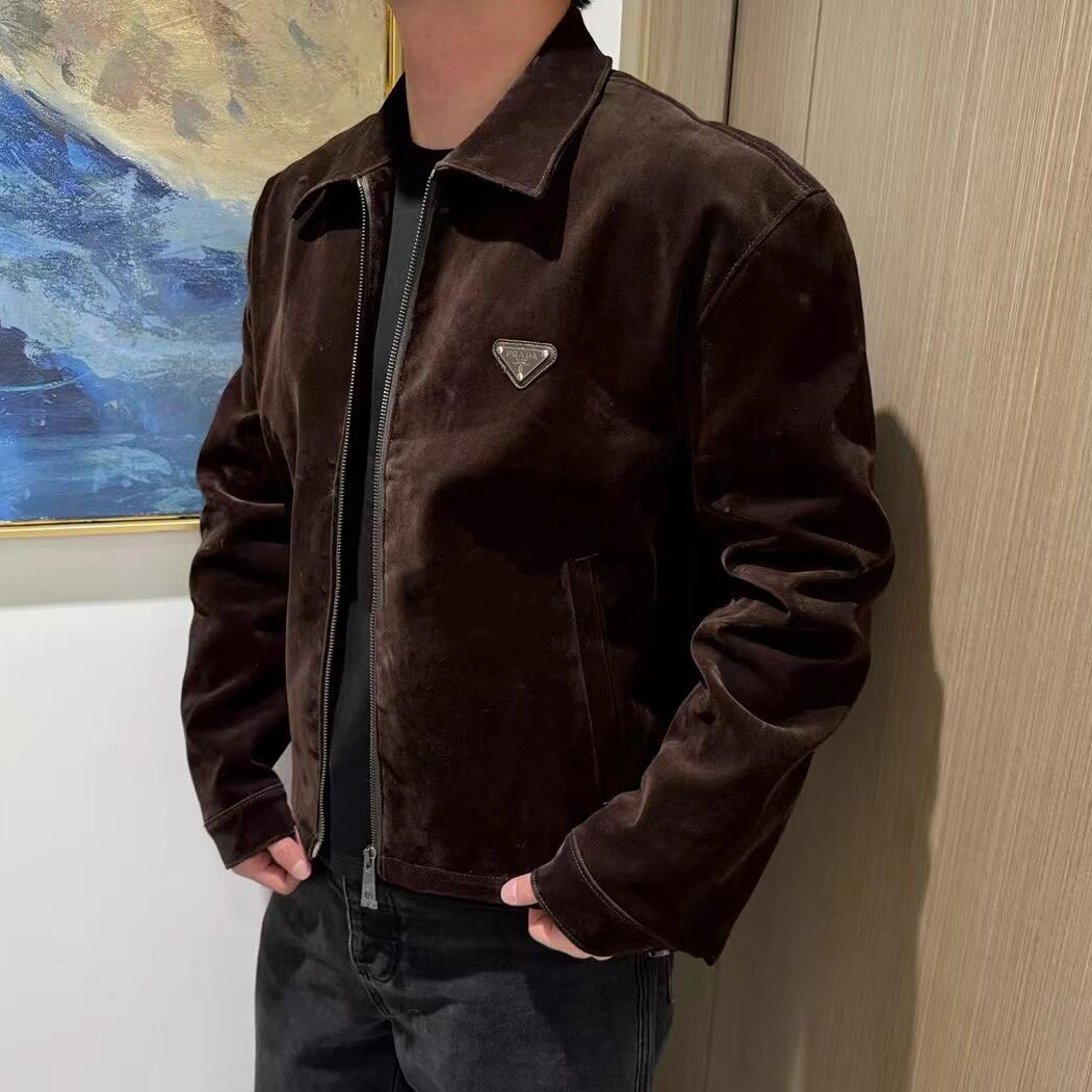 NIGO Prada Men's Autumn and Winter Solid Color Triangle Label Lapel Zipper Long Sleeve Jacket #nigo75314