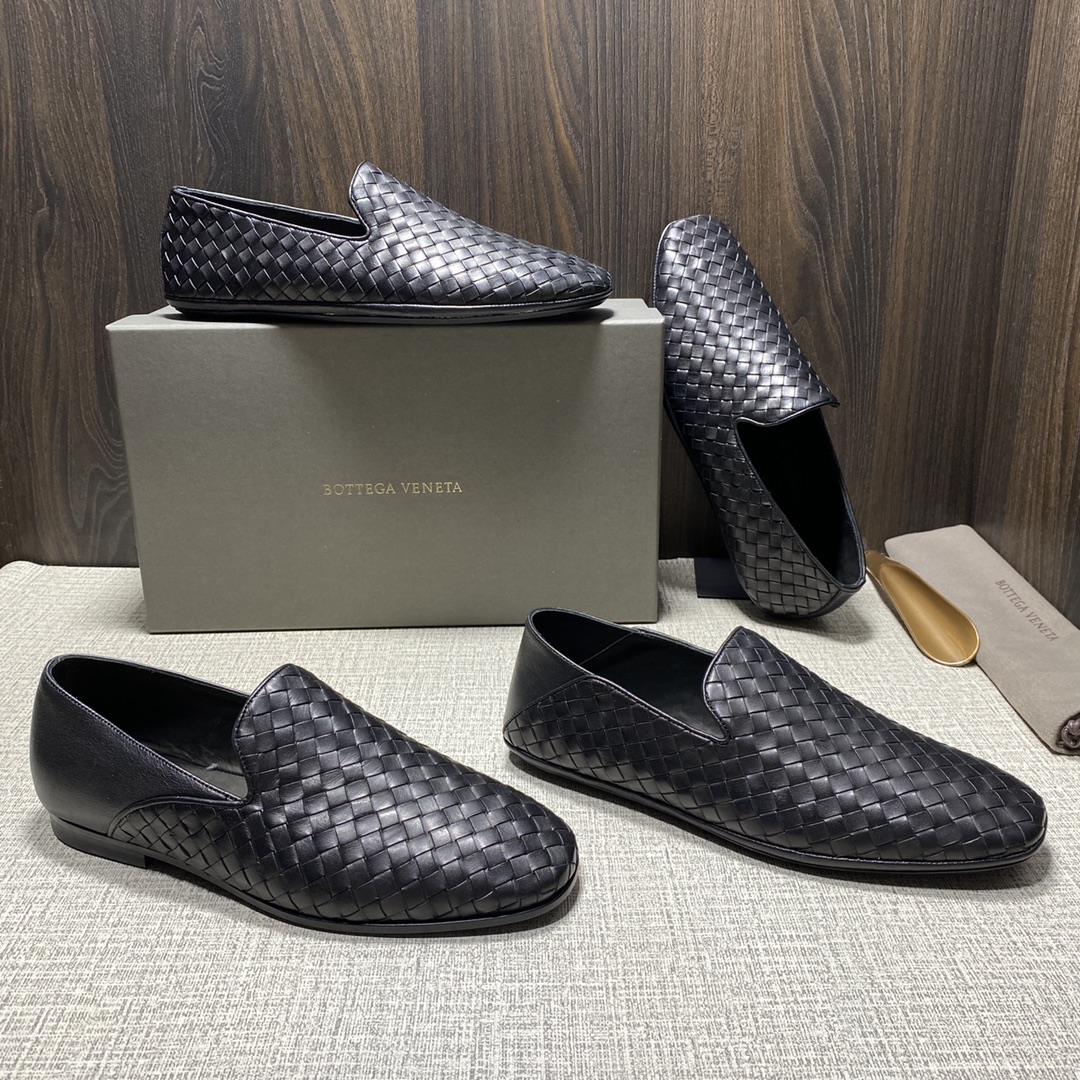 NIGO Bottega Veneta Men's Spring and Autumn Solid Color Cowhide Woven Breathable Casual Loafers Shoes #nigo75299