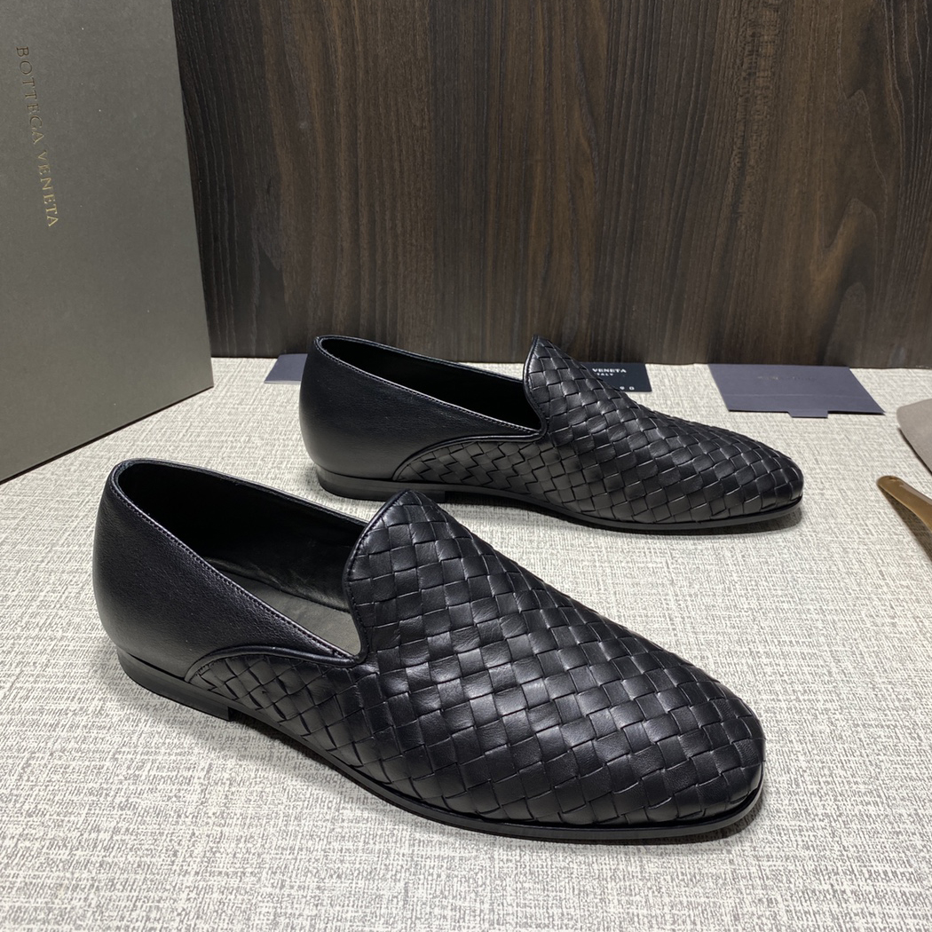 NIGO Bottega Veneta Men's Spring and Autumn Solid Color Cowhide Woven Breathable Casual Loafers Shoes #nigo75299