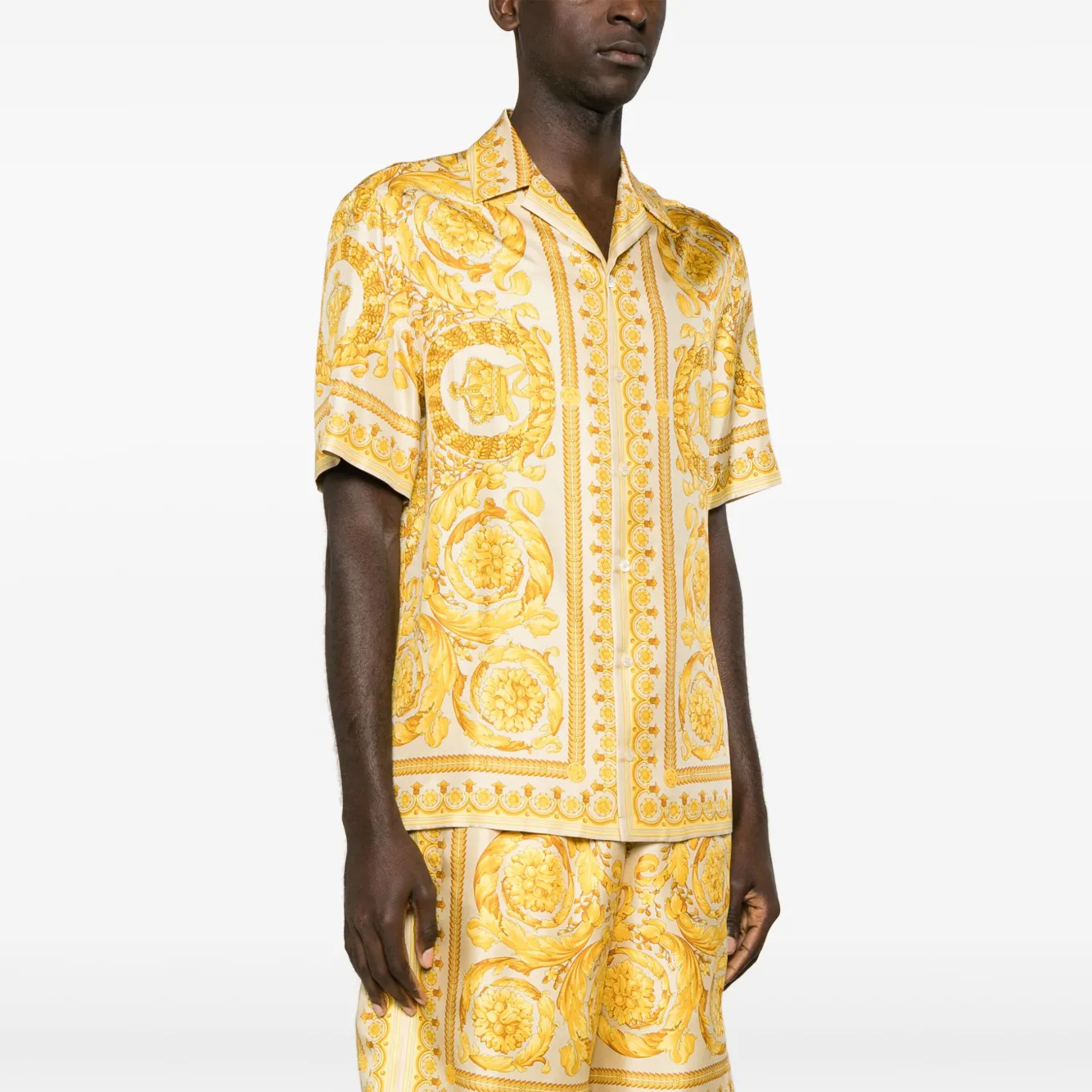 NIGO Versace Men's And Women's Spring And Summer Vacation Style Fashion Casual Lapel Block Print Short Sleeve's Shirt And Shorts Suit Set #nigo75326