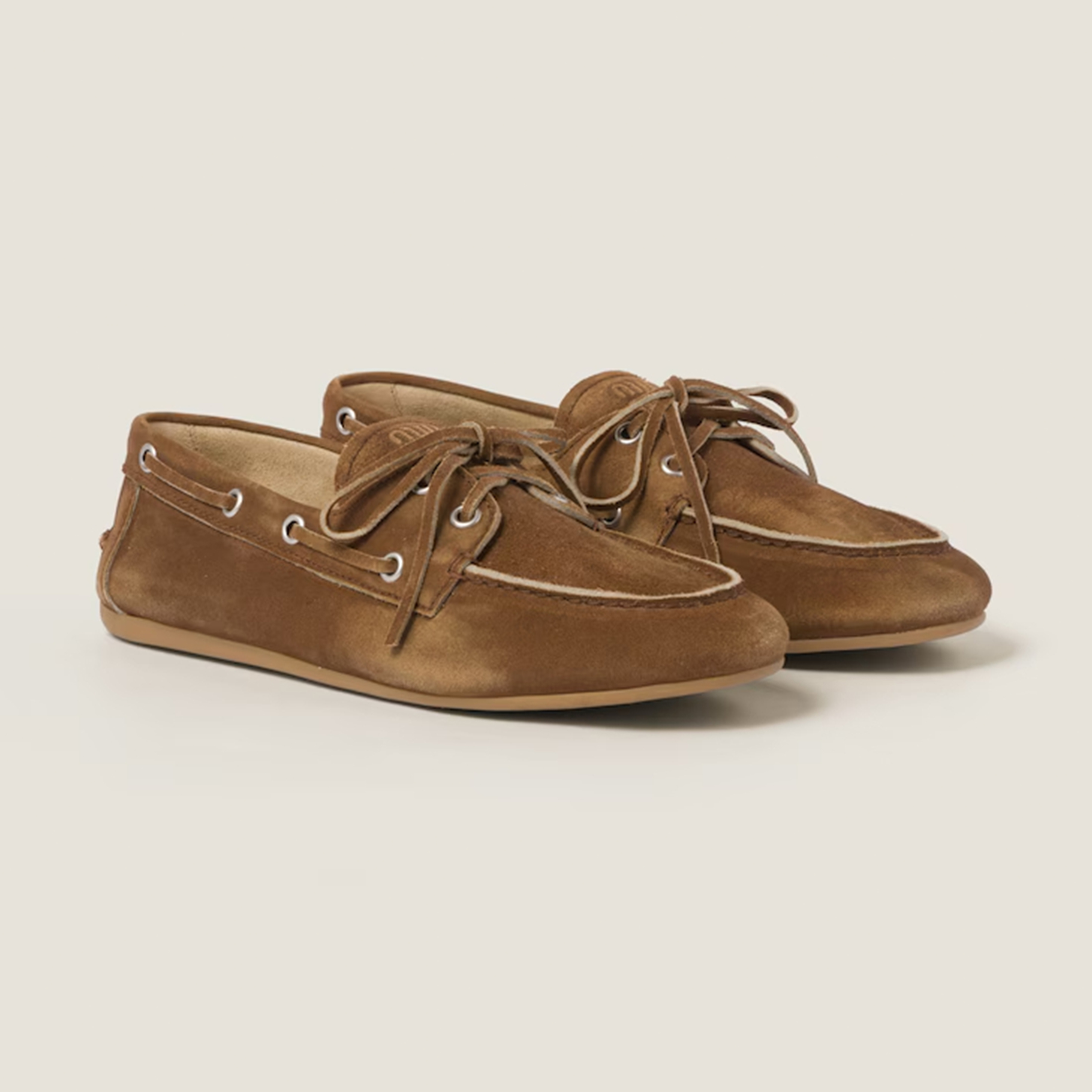 NIGO MiuMiu Women's Spring Summer Bow Suede Loafers Driving Shoes Brown Fashion Comfortable Women's Shoes #nigo81112
