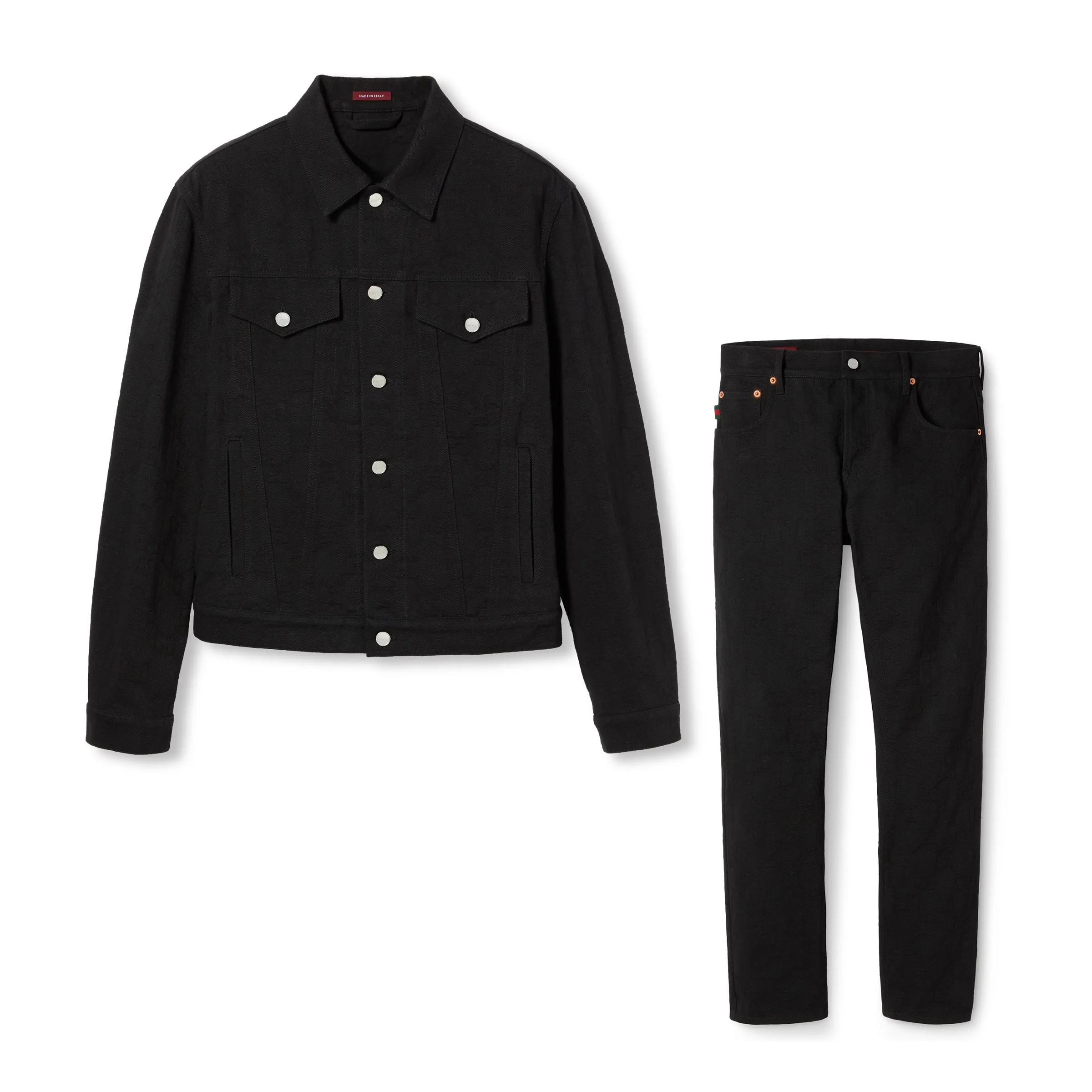 NIGO Gucci Men's Autumn and Winter Solid Color Dark Printed Single Breasted Denim Long Sleeve Jacket Jeans Pants Suit Set #nigo75319