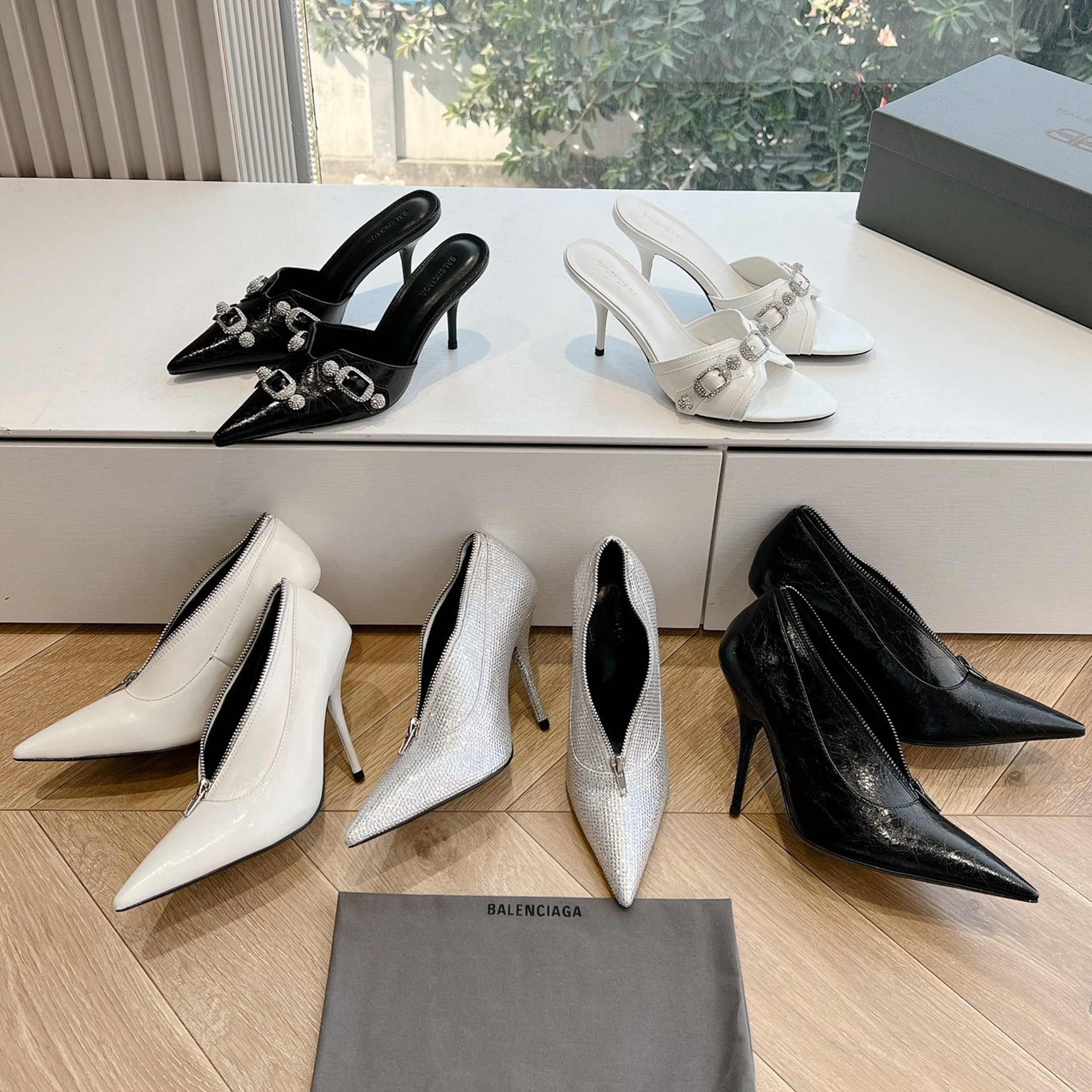 NIGO Balenciaga Women's Spring And Summer Fashion Elegant Temperament Pure Color High Heels Luxury Odd Heel Pointed Sandals Cowhide Single Shoes Heel Height Of About 7cm Ngvp #nigo9971