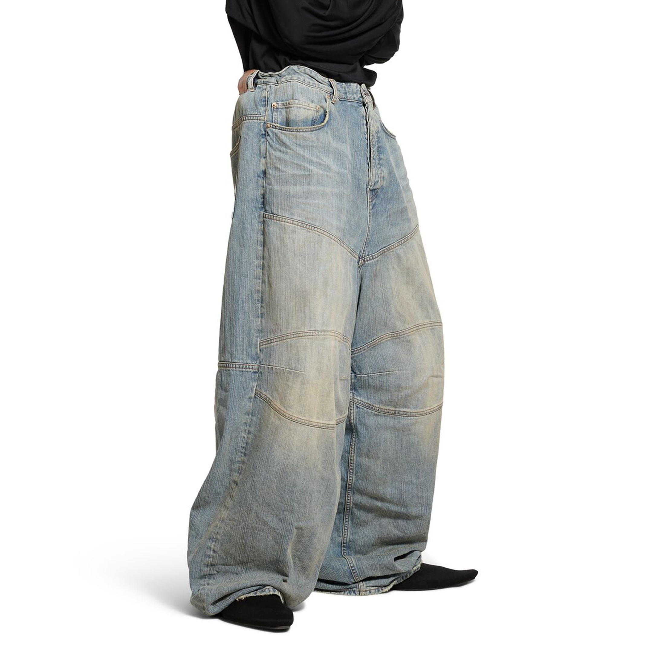 NIGO Balenciaga BAGGY Men's Spring/summer Scenic Webbing Contour Deconstructed Straight Leg Pants Denim Trend Old Wide Leg Pants Ngvp #nigo9973