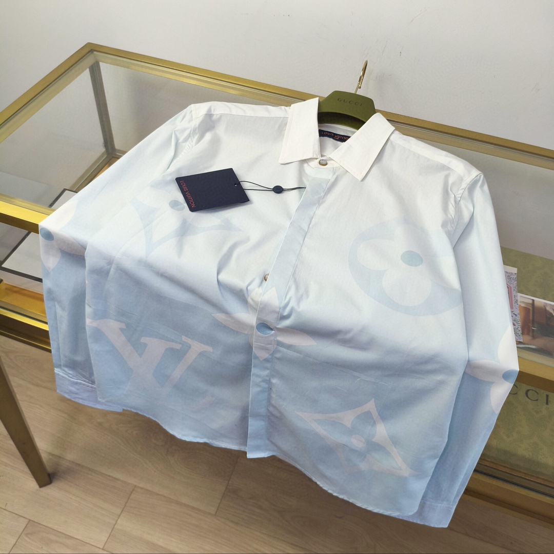 NIGO Louis Vuitton Men's Summer Gradient Print Lapel Single Breasted Long Sleeve Shirt #nigo75331