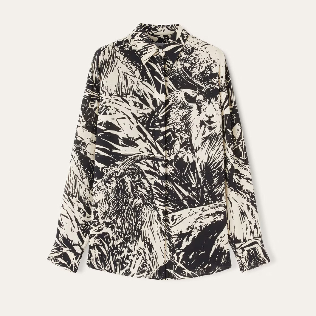 NIGO Loro Piana Women's Spring Summer Autumn Elisabette Lapel Long Sleeve Shirt Casual Elastic Waist Mid-Length Clea Half Skirt Ngvp #nigo9962