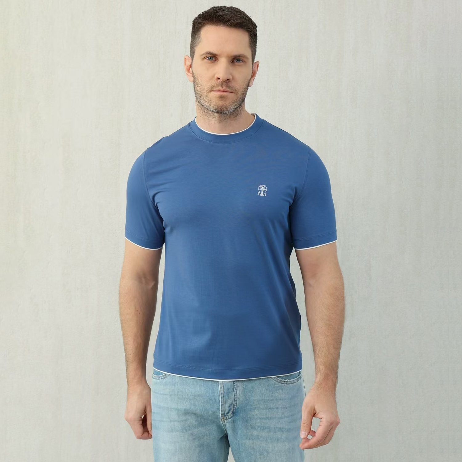 NIGO Brunello Cucinelli Men's Summer Solid Color Round Neck Cotton Short Sleeve T-Shirt #nigo75337