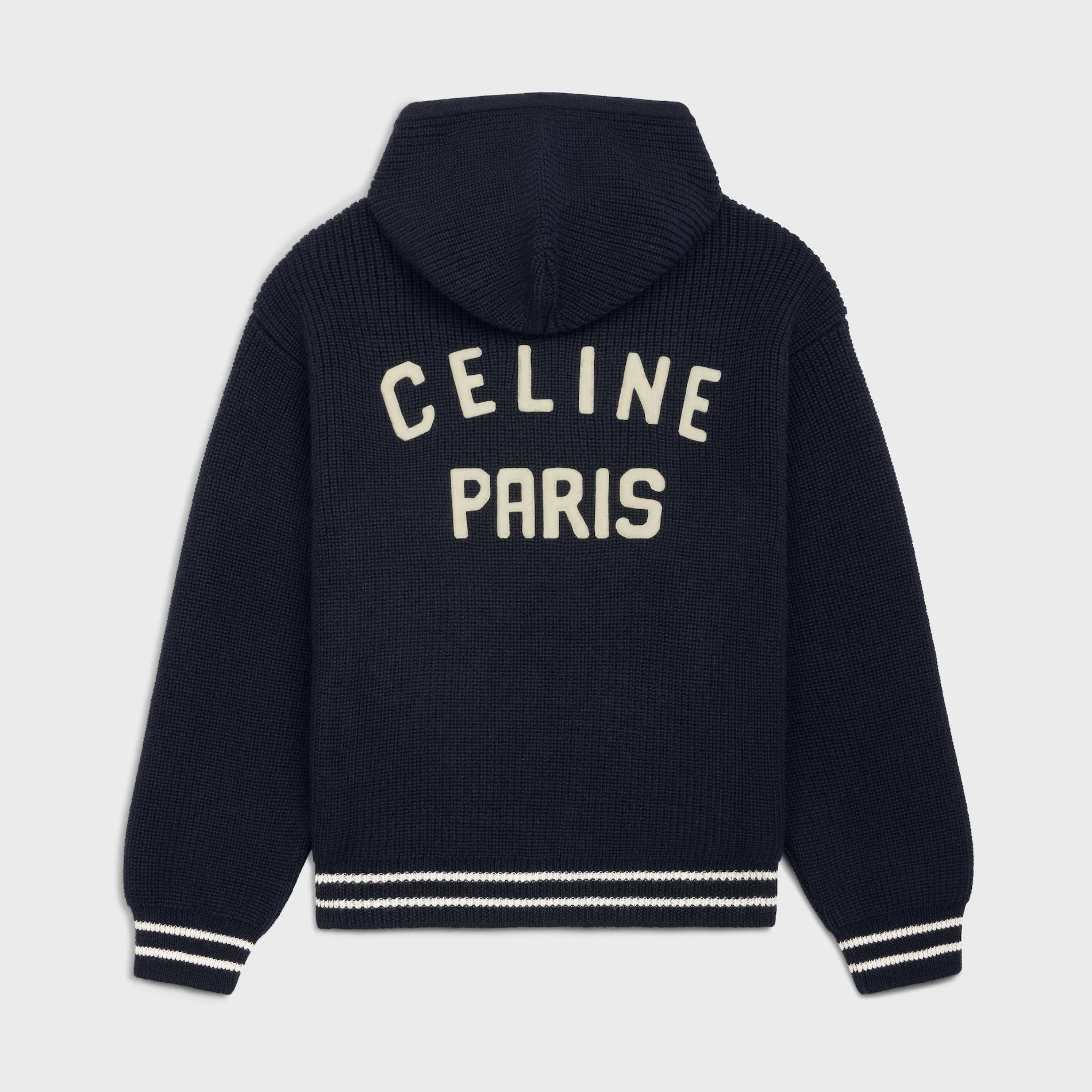 NIGO Celine Men's Spring and Autumn Solid Color Knit Hooded Drawstring Zipper Long Sleeve Jacket #nigo75345