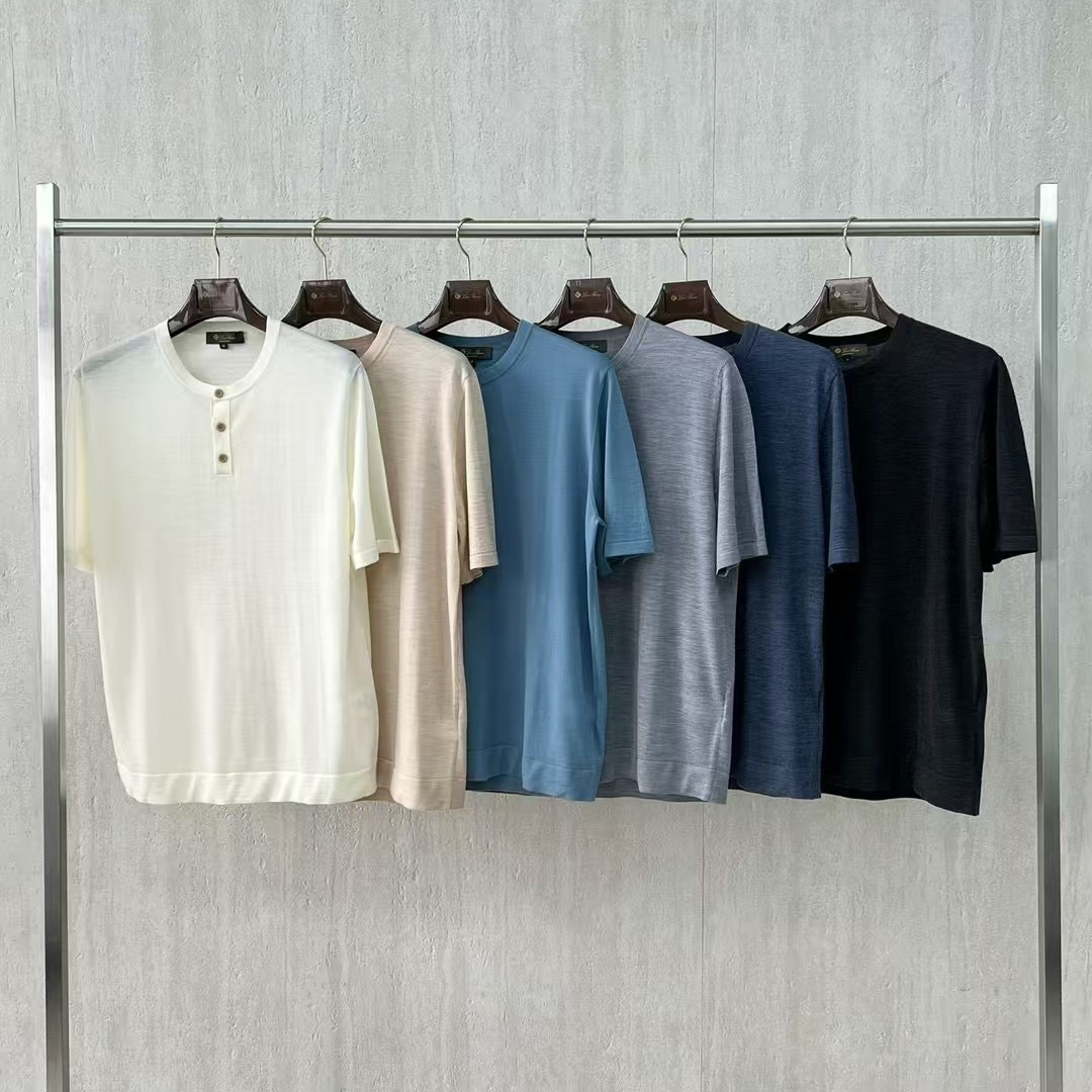 NIGO Loro Piana Men's Summer Round Neck Short Sleeve Solid Color Fitted Knit T-Shirt Ngvp #nigo9965