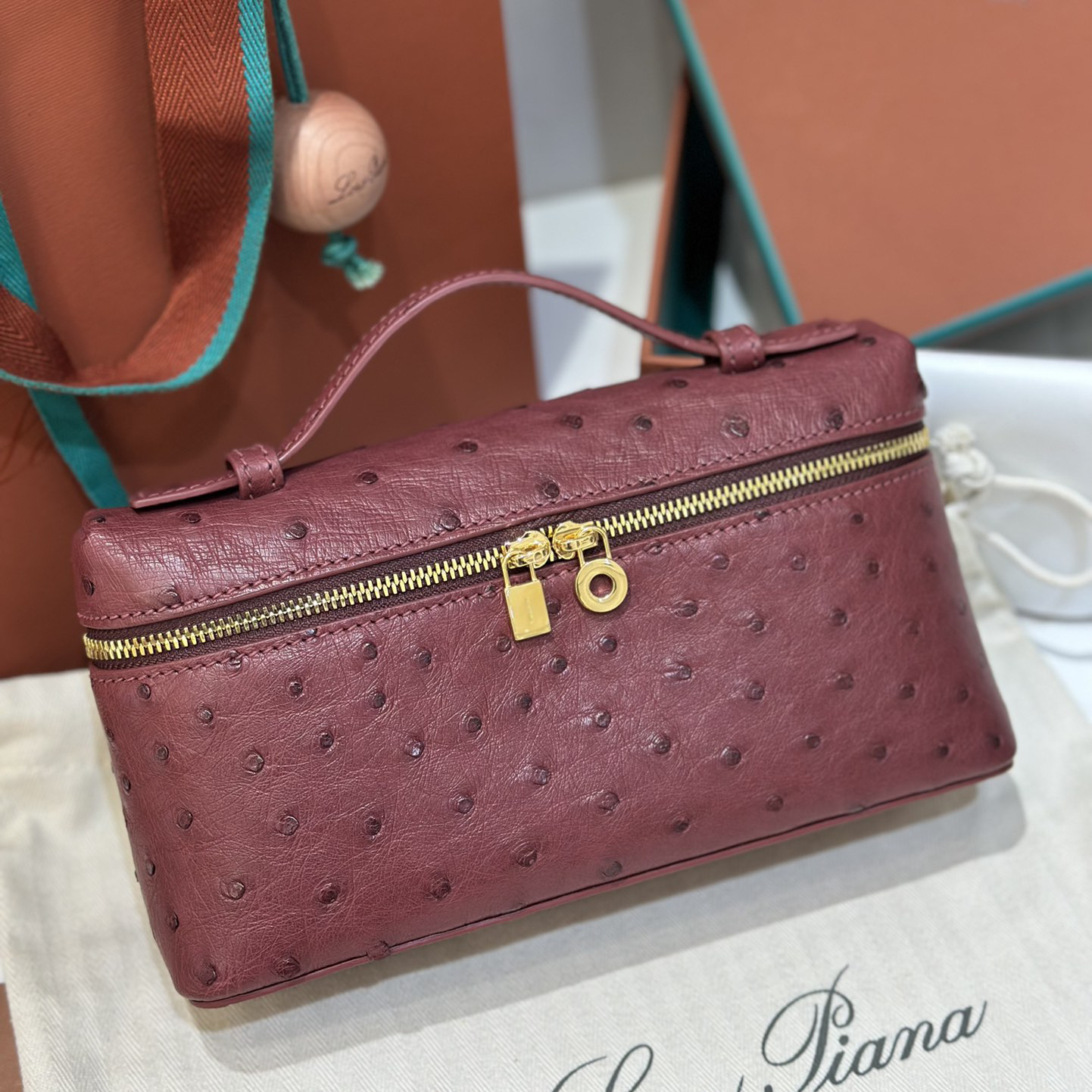 NIGO Loro Piana Extra pocket L19 Extra Pocket Women's Solid Color Double Zipper Closure Calfskin Shoulder Bag Bags #nigo75346