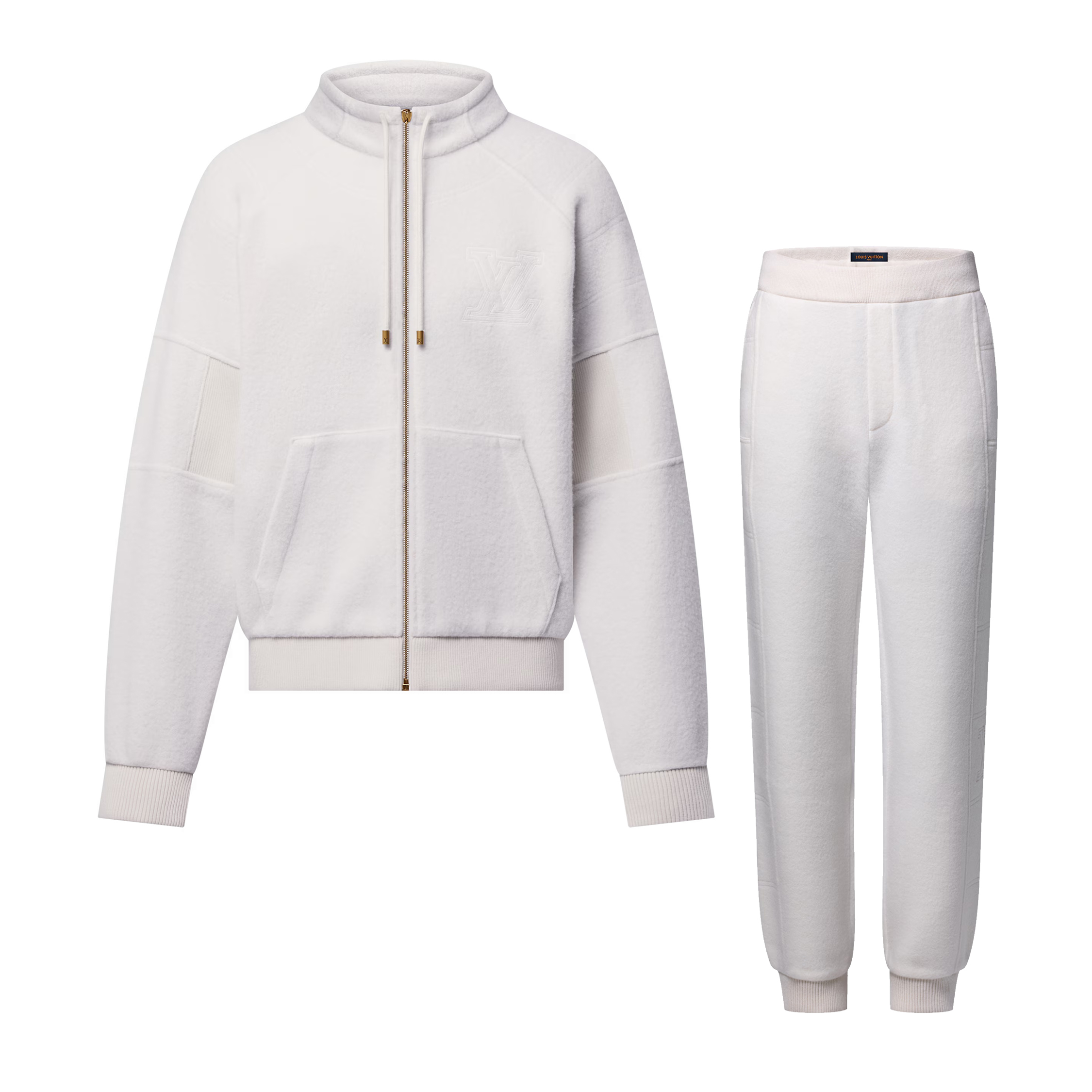 NIGO Louis Vuitton Men's Autumn and Winter Solid Color Wool High Neck Drawstring Zipper Long Sleeve Jacket Elastic Waist Drawstring Pants Suit Set #nigo75349